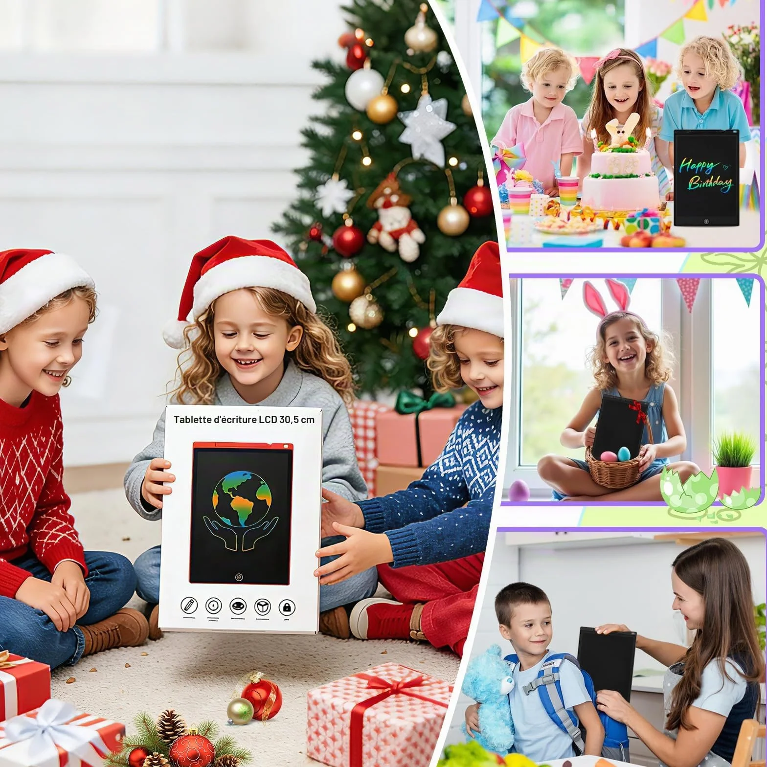 PINKCAT Tableau Magique Enfant 12 Pouces Tablette D'écriture LCD Dessin Graphique Ardoise Magique Effacable Noir
