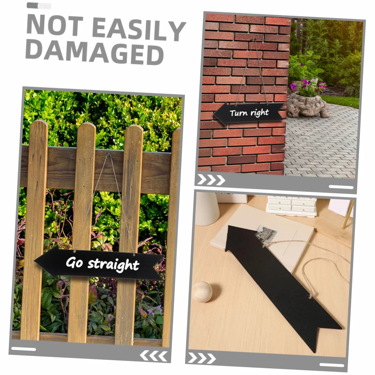 Panneau Fléché en Bois Foncé pour Décoration Murale Maison, Surface Lisse pour Écriture Claire