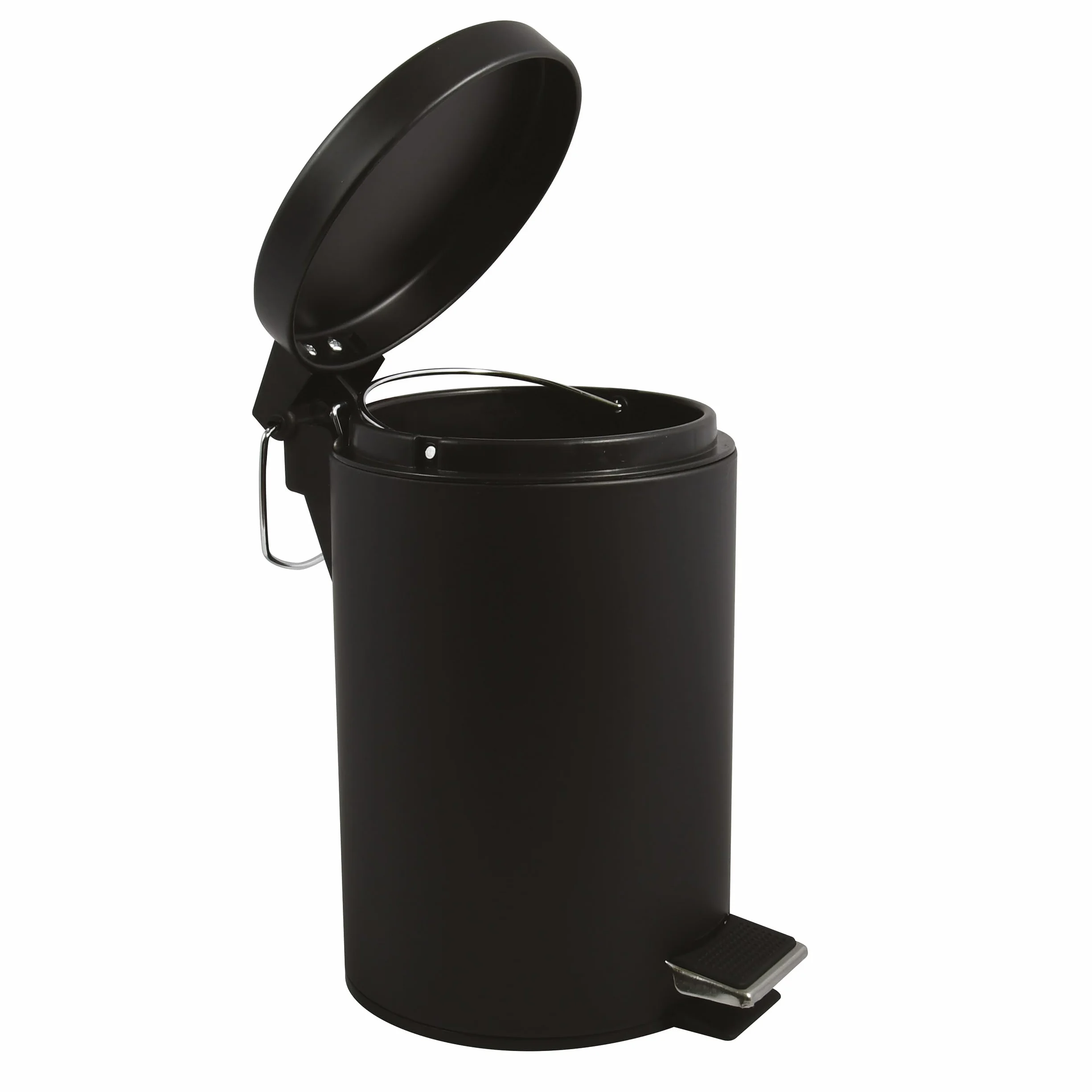 Poubelle Cosmétique Salle de Bain Acier Inoxydable 3L Noir Mat - Poubelle à Pédale Compacte