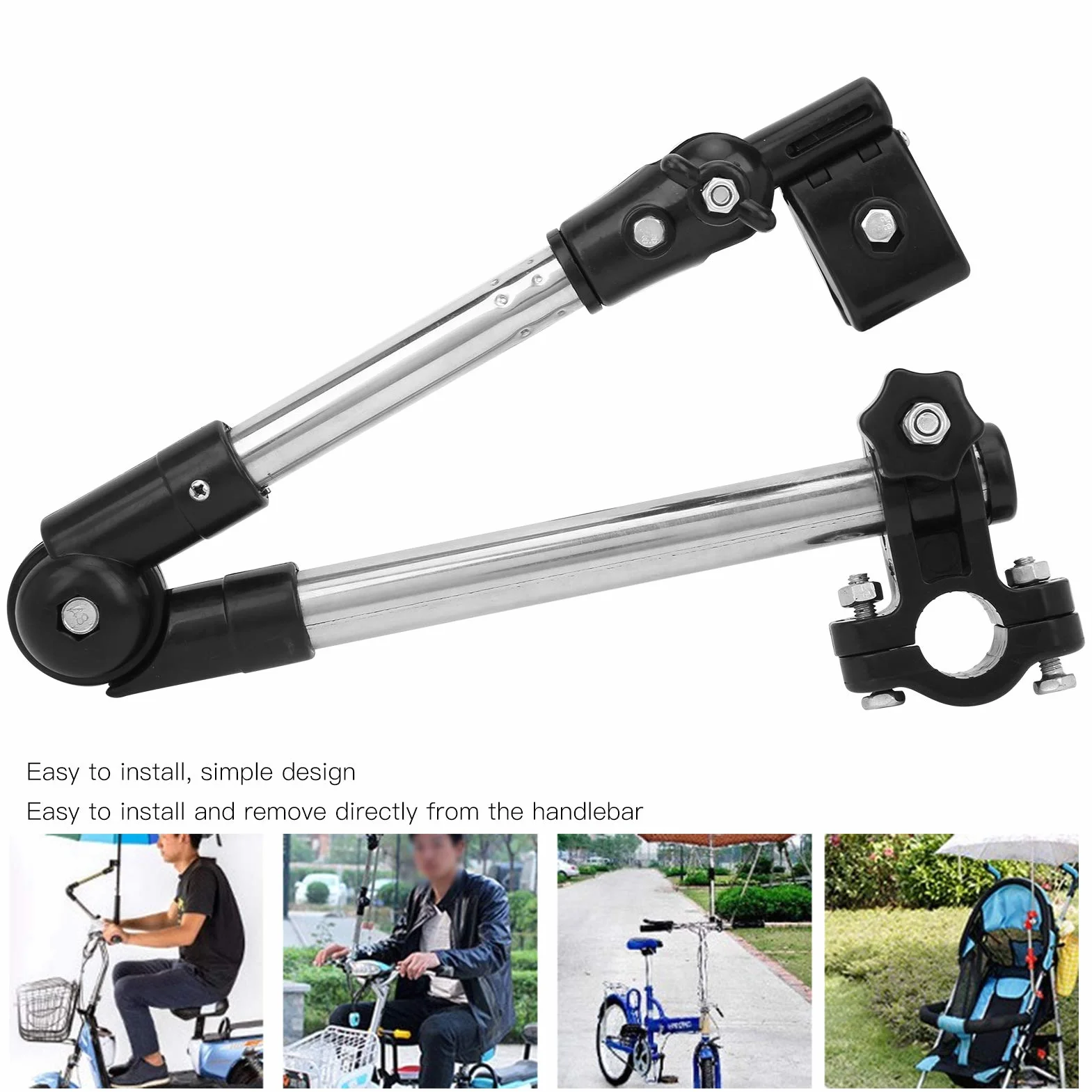 Porte Parapluie pour Poussette, Support Réglable en Acier Inoxydable pour Vélo