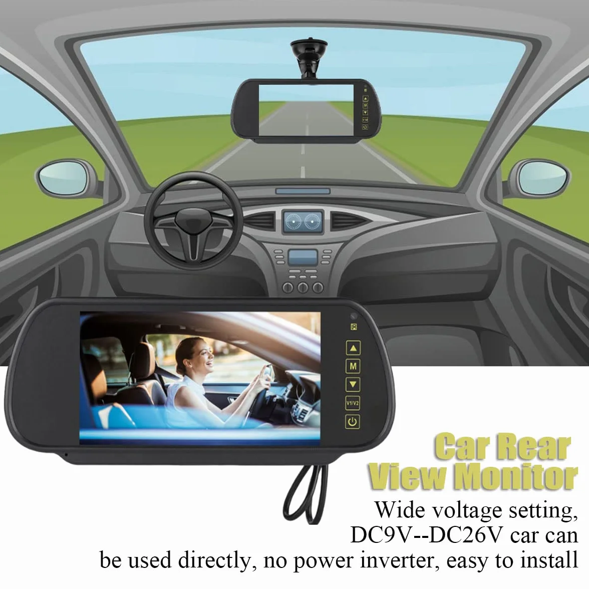 Kamera cofania, 7-calowy samochodowy lusterko wsteczne LCD Car Dimming Monitor Kamera cofania ze wspornikiem do samochodu