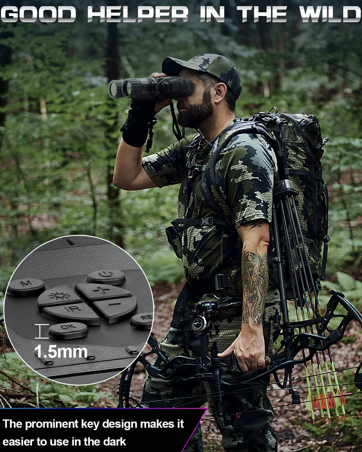 Noktowizor Cyfrowa Lornetka Noktowizyjna - Dowesyeen 1280P Digital Nocne Vision Binoculars,Zoom Cyfrowy 5X, Ekran 4" i Odległość 1312ft Kartą SD 32 GB na Podróż, Polowanie