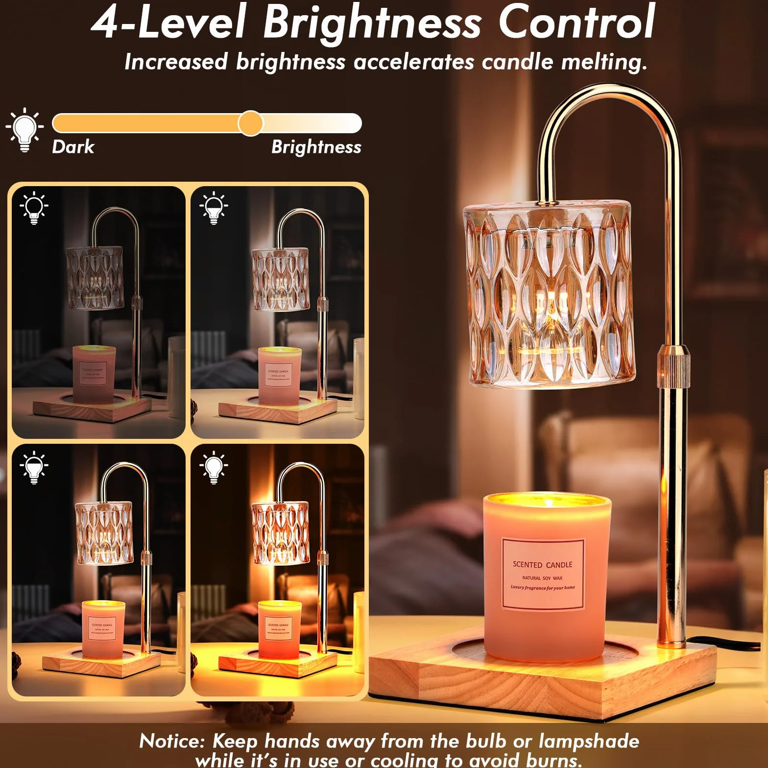 Lampe Chauffe Bougie Victop Chauffage à Bougies à Chandelle avec Minuterie, Candle Lampe électrique Dimmable, Lampe à réchauffeur de Cire sans Flamme, Hauteur réglable, Décoration pour Maison Chambre