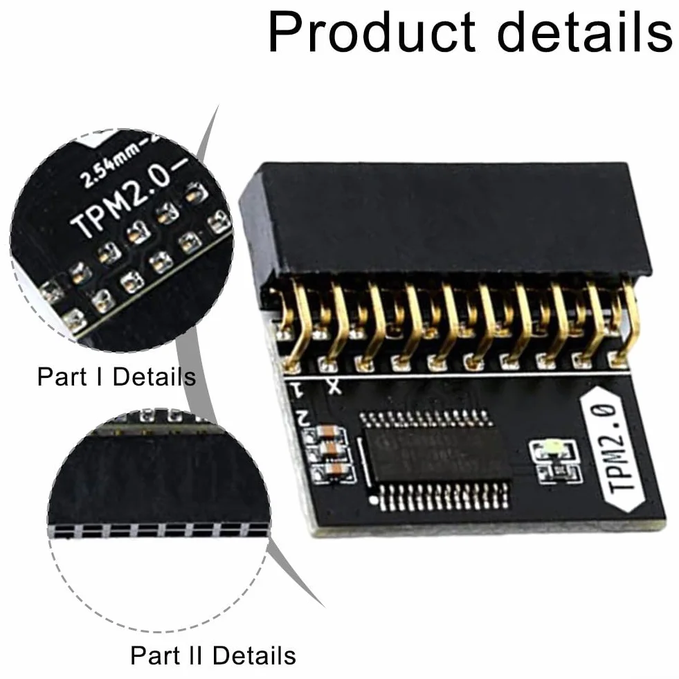 TPM Module 2.0 20-1 broches 2 x 10P puce de sécurité pour cartes mères DDR4 Win11 Cryptage Clé Stockage PCB