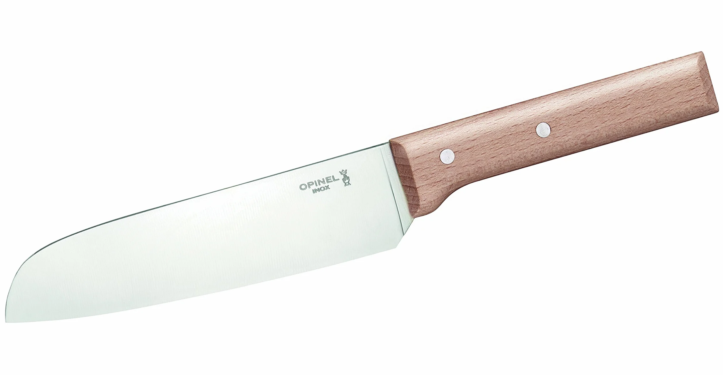 Opinel - N°119 Couteau Santoku Parallèle - Lame en Acier Inoxydable, Coupe et Taille - Manche en Bois de Hêtre - Excellente Prise en Main - Garantie à Vie