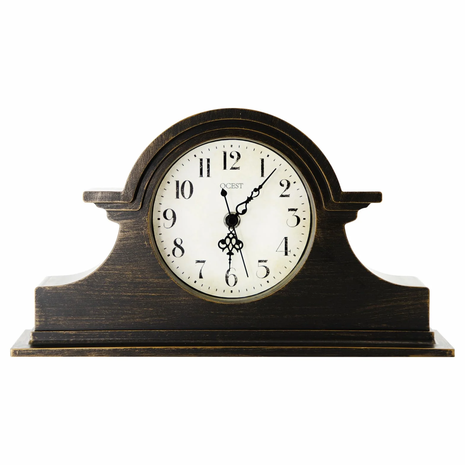 Horloge de cheminée Vintage Rustique 33 x 17,8 cm Finition dorée à Quartz Fonctionnement à Piles