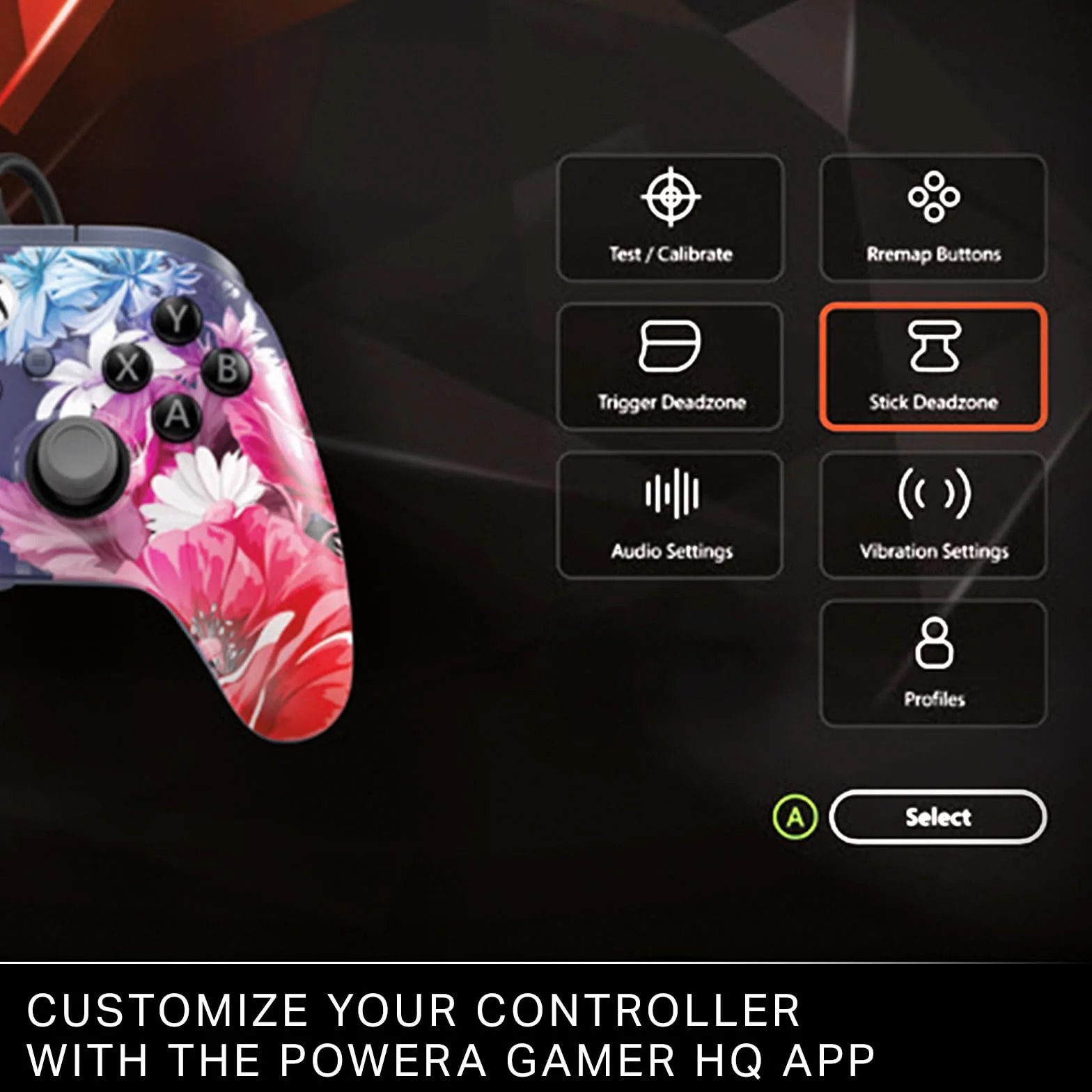 Manette filaire PowerA Advantage Plus Xbox Series X|S - Fleur nocturne, joysticks réglables en hauteur, à effet Hall, boutons mappables