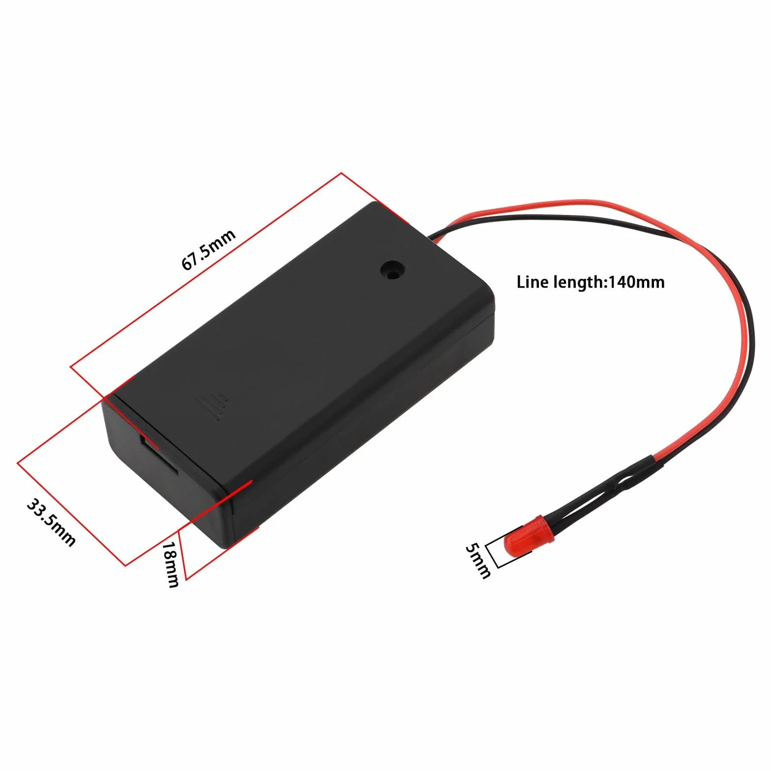 Zestaw 2 fa?szywych alarmów LED 5 mm z czerwon? diod? LED z okablowanym uchwytem na baterie do samochodów, ?odzi, gara?u motocyklowego, baterie AA nie s? do??czone