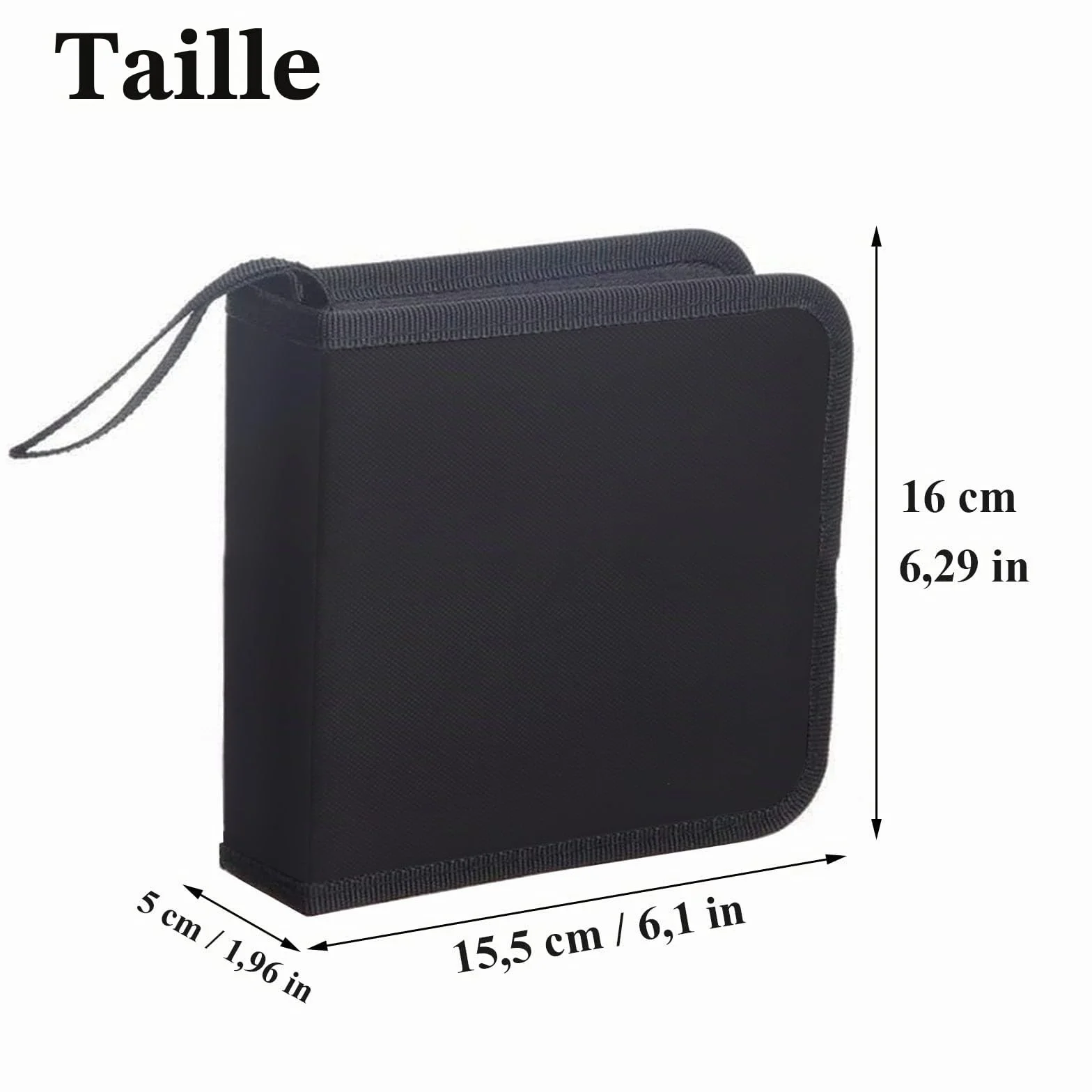 Pochette CD Range 40 CD Rangement DVD Chemise Noir