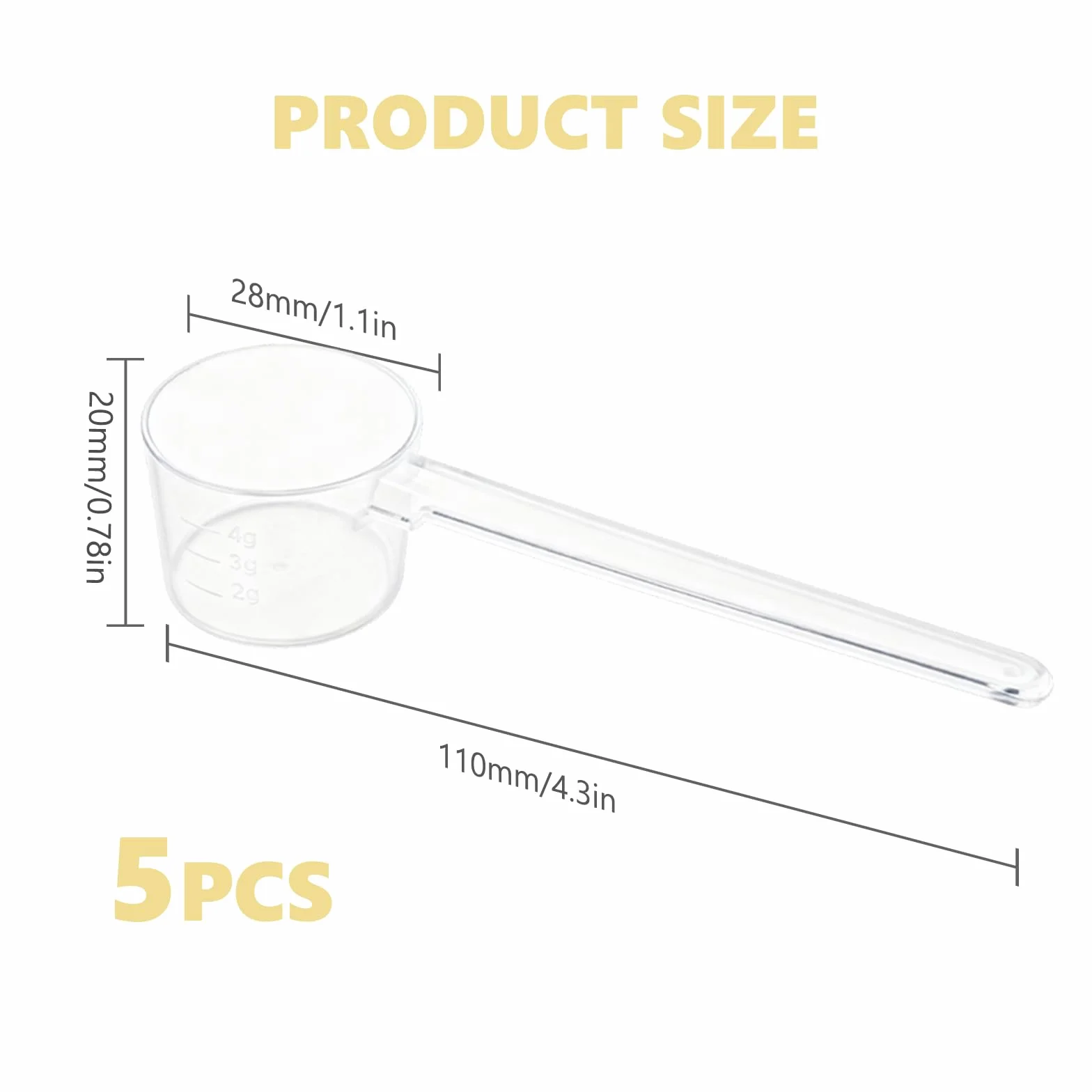 Cuillères Doseuses Transparentes 5g Plastique Mesureur Protéine Poudre Café avec Graduation