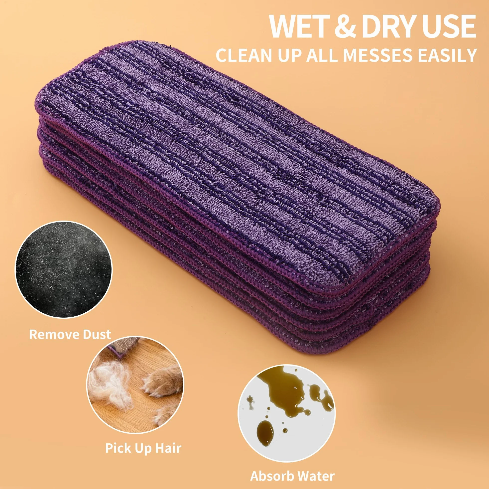 Serpillères en Microfibre 6 pièces compatibles avec Swiffer Wet Jet, Lingettes de rechange