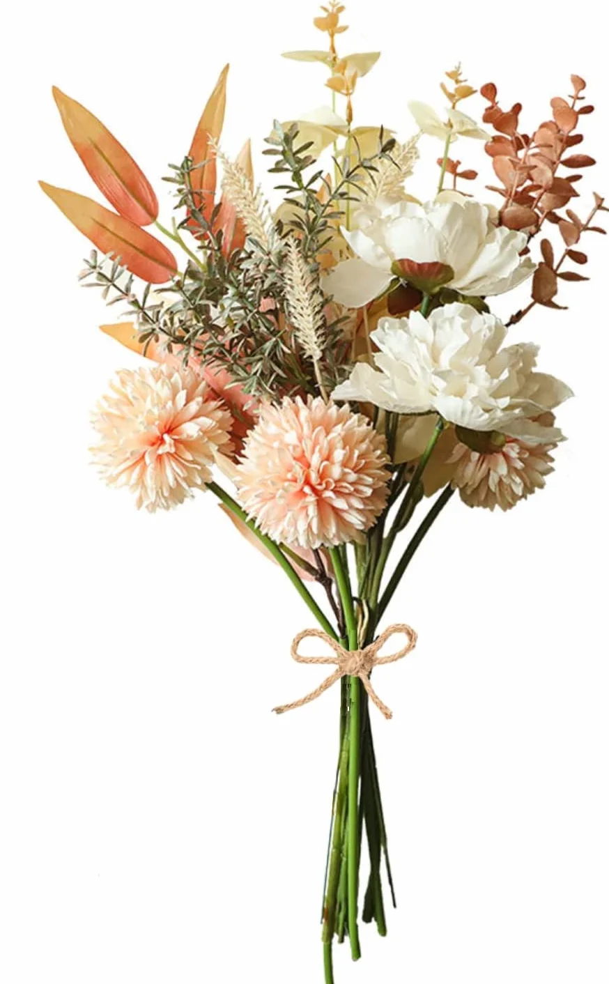 Fleurs Artificielles Hortensia Bouquet Soie pour Mariage Arrangement (Champagne)