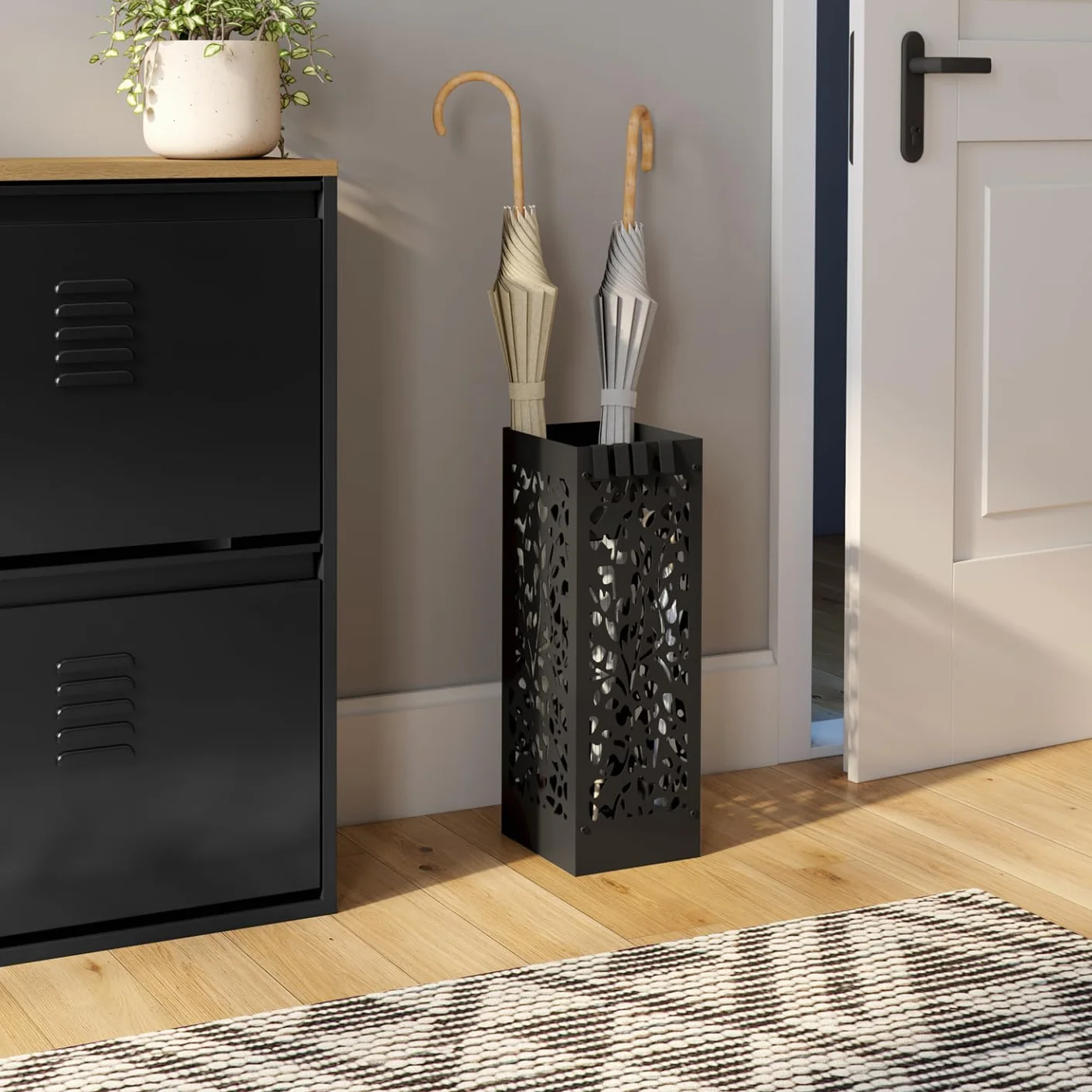 Porte Parapluie Flower Acier Noir 45 cm
