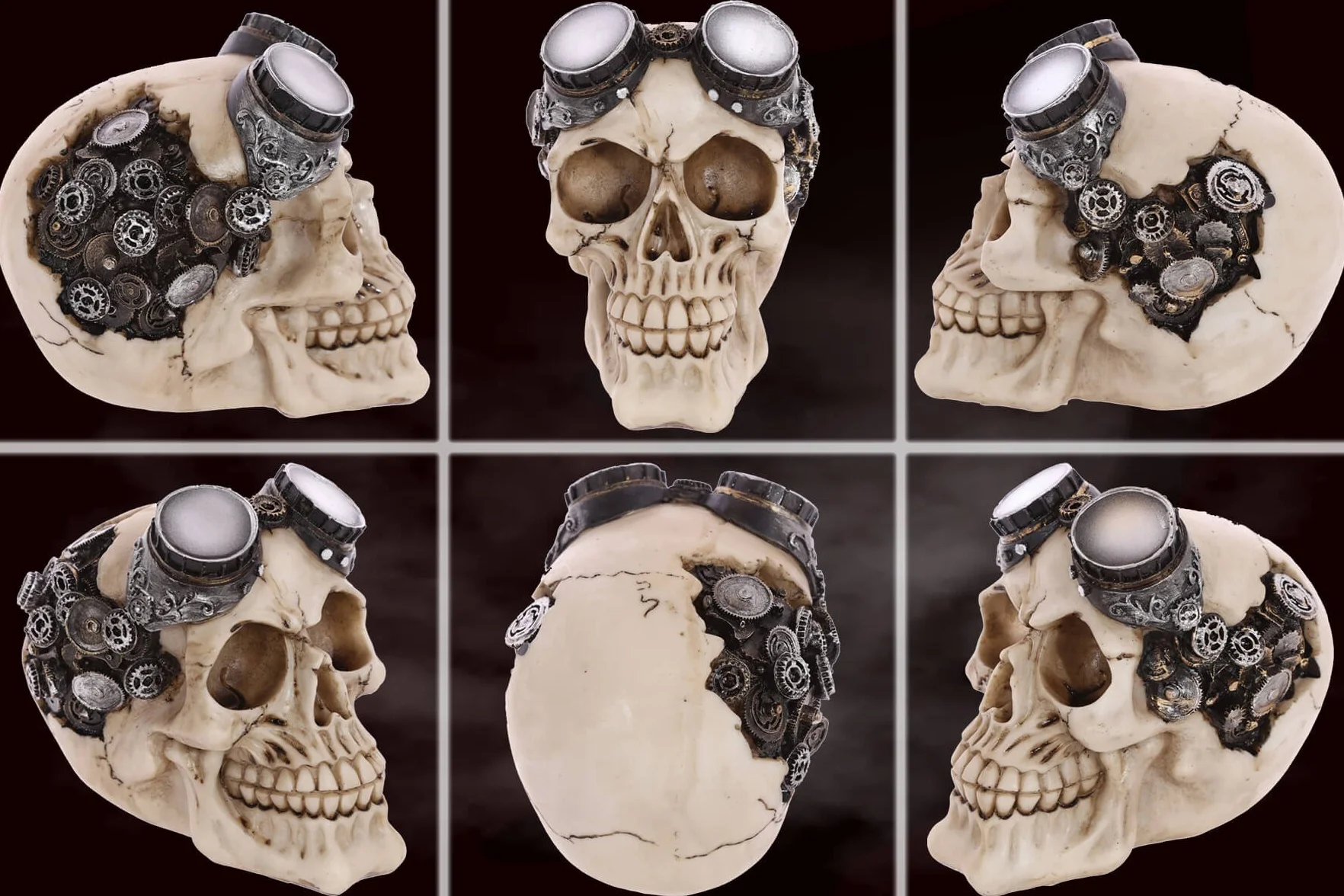 Figure crâne Steampunk Paulie Décoration tête de Mort Fantastique