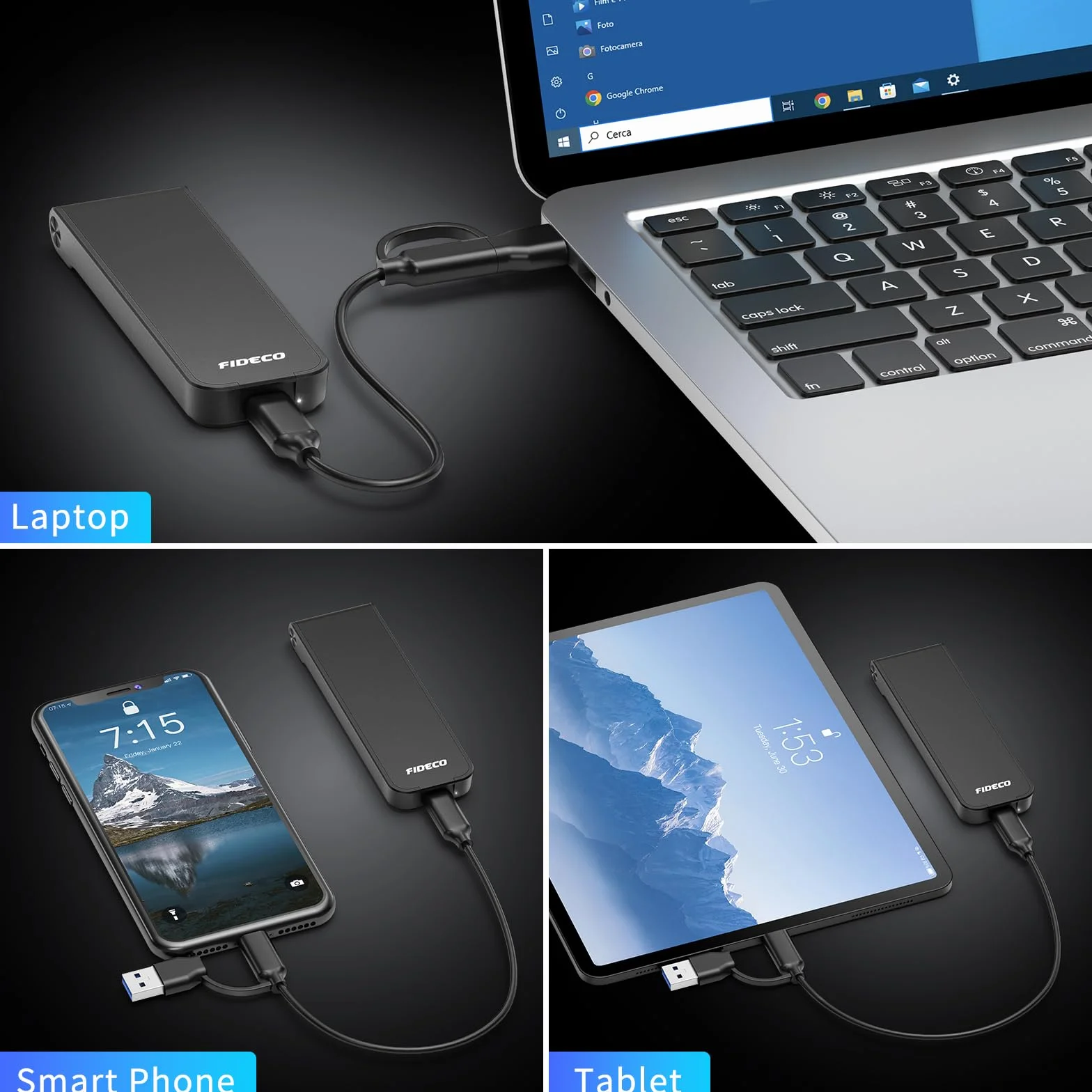 FIDECO Obudowa M.2 NVMe, obudowa USB 3.2 Gen 2 NVMe SSD, adapter PCIe NVMe do kluczy M i M+B, konstrukcja w stylu kanapkowym, instalacja bez narzędzi, obsługa UASP i TRIM
