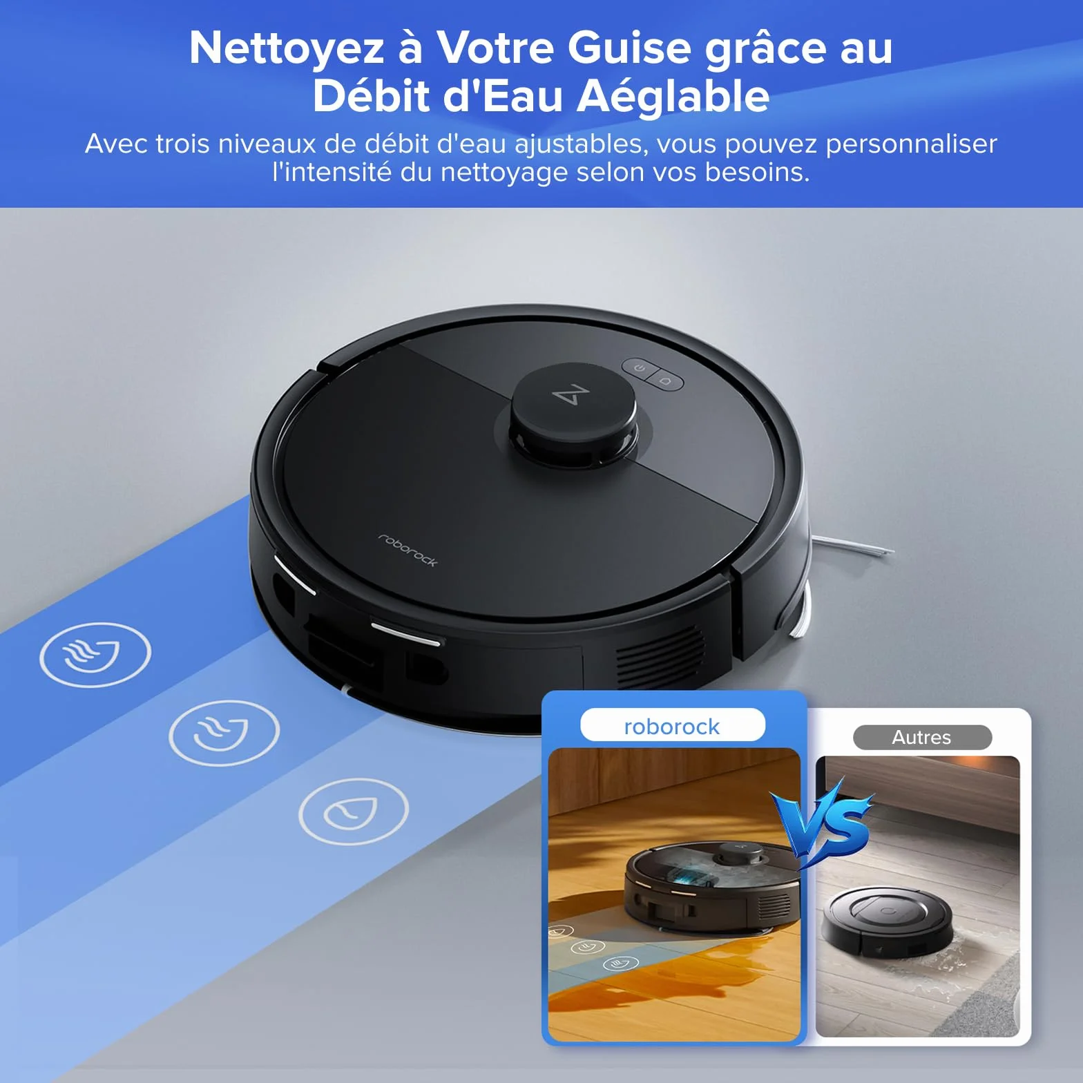 roborock Q7 L5+ Set Aspirateur Robot Laveur avec Station, 8000 Pa Aspiration, Vidange Automatique, 3 Niveaux d'eau, Double Anti-emmêlement, Navigation LiDAR, Idéal pour Poils d'animaux/Tapis, App