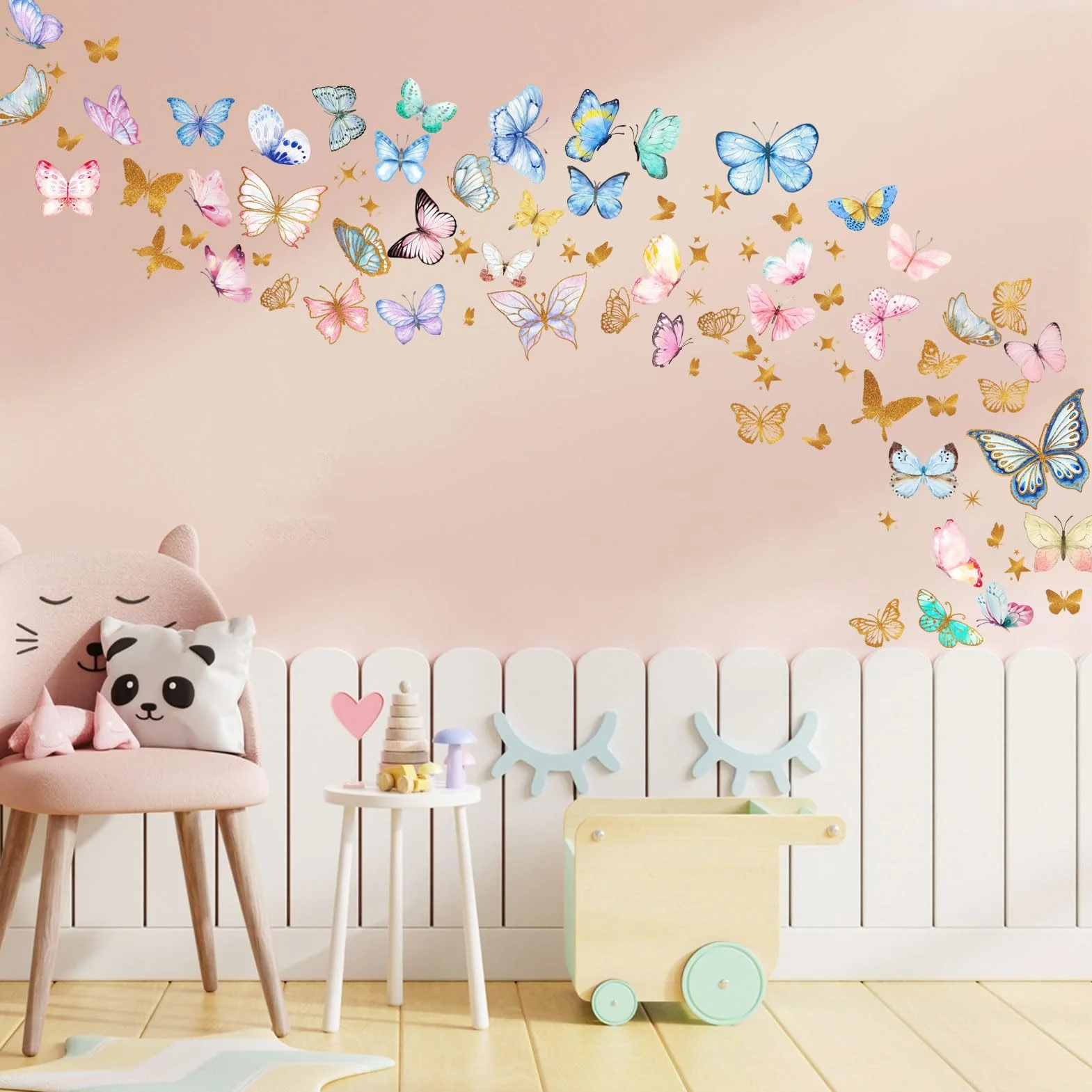 Sticker Mural Lumineux Papillon Phosphorescent Autocollant Muraux Fluorescents Enfant Chambre Décoration Bleu