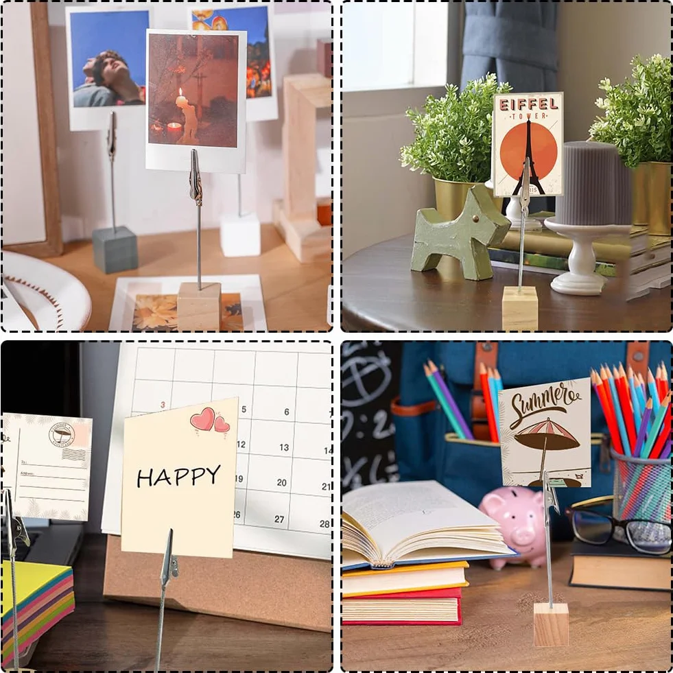Tableau de support photo 10 pièces porte-photo pince-méno avec base en bois