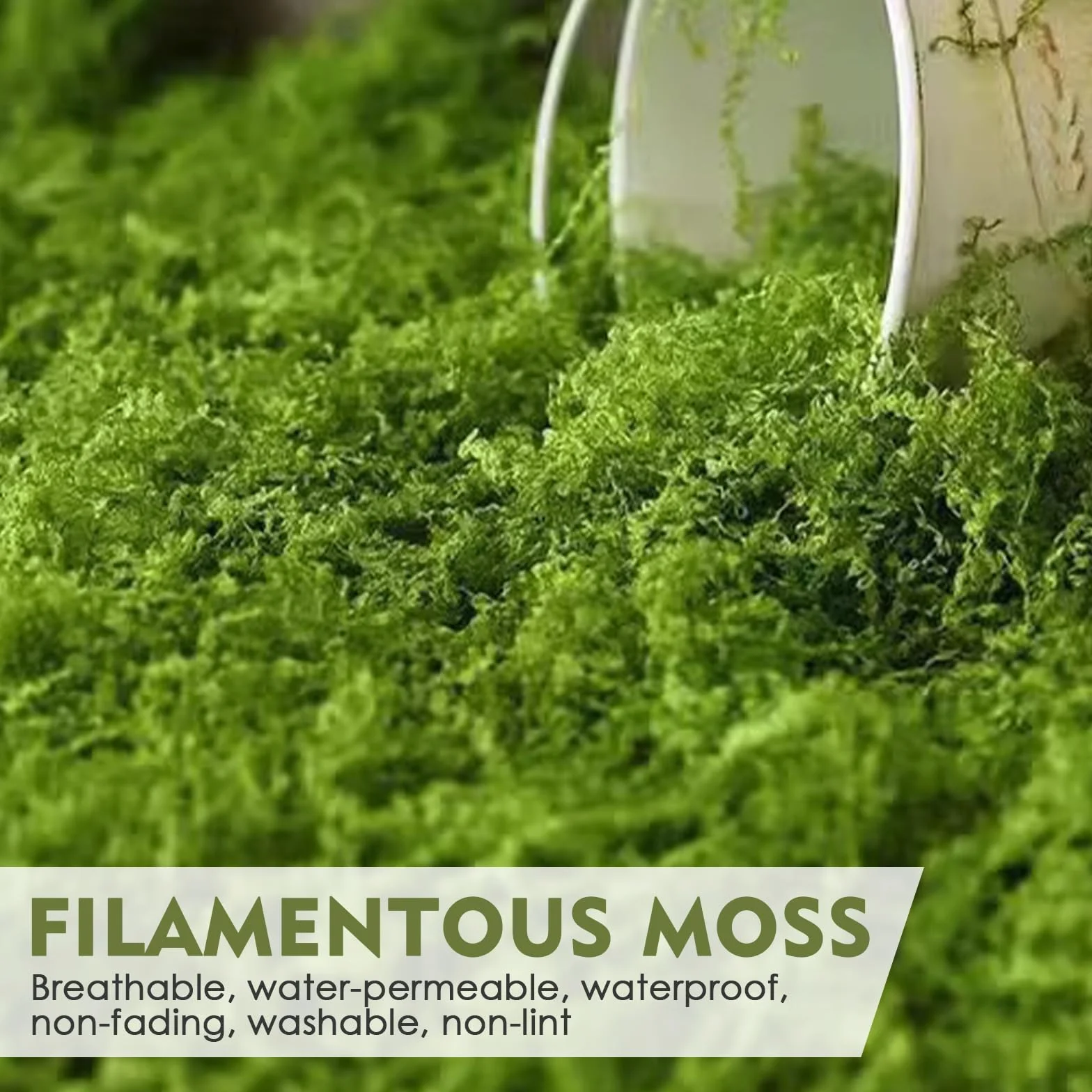 Fausse Mousse Végétale 200g Vert Foncé Vert Clair, Mousse Artificielle pour Décoration Murale Crèche