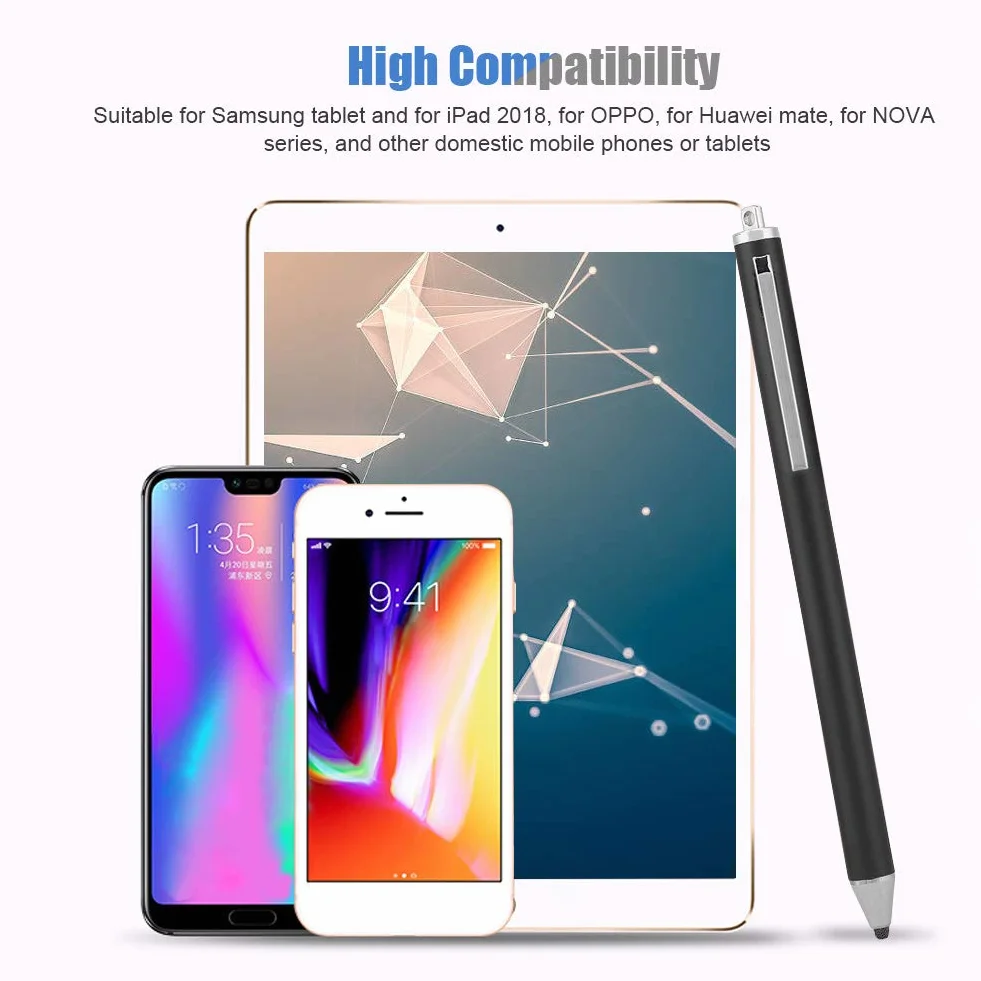 Rysik z główką materiałową, Uniwersalny Rysik do Ekranu Dotykowego do Smartfonów i Tabletów, do Samsunga, do IPada, do OPPO, do Huawei Mate, do Serii NOVA (Czarny)