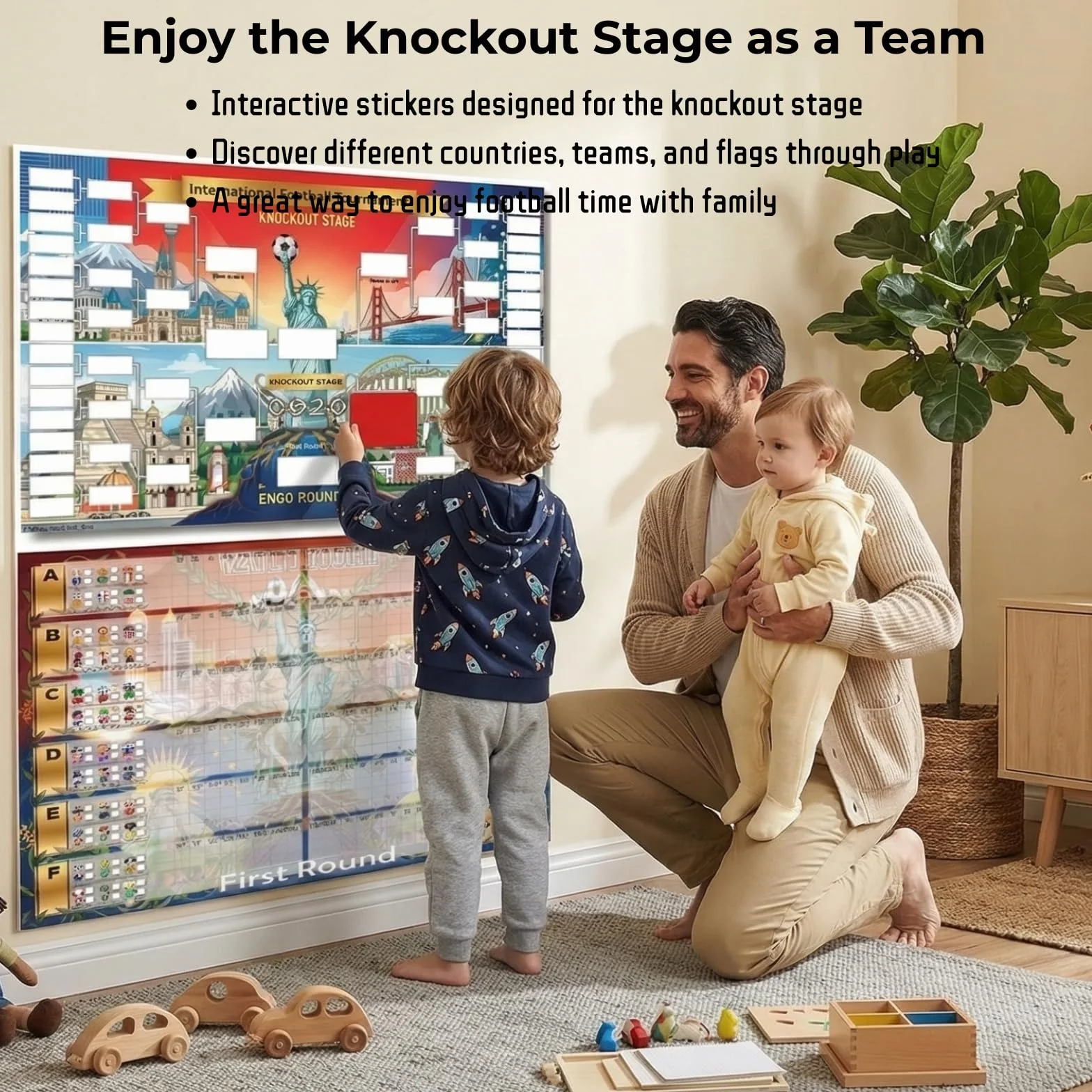 Plakat Mural Schedule Interactif Coupe du Monde 2026 - Stickers pour Prédire et Suivre 104 Matchs