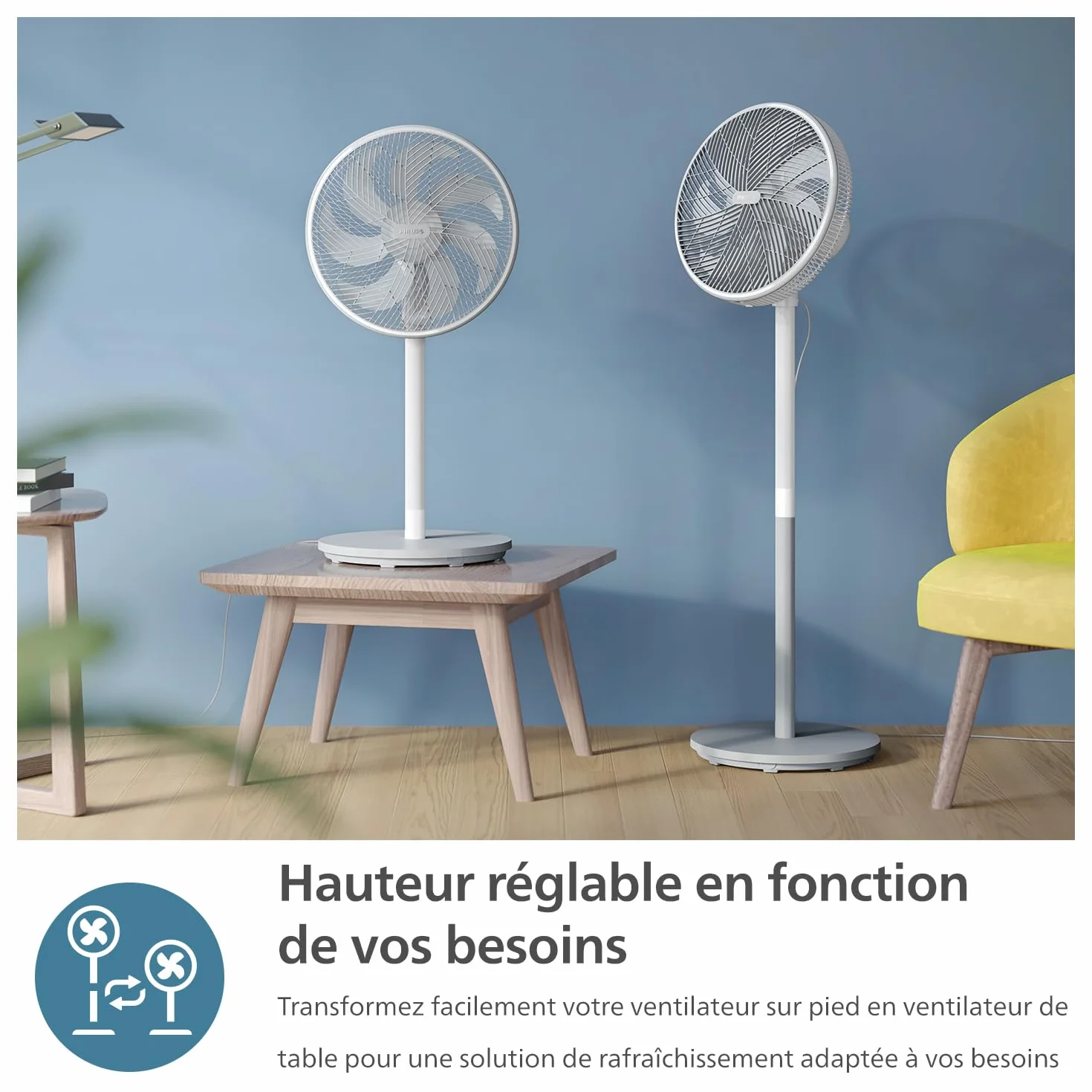 Philips Ventilateur sur Pied Série 2000 SilentWings 19 dB CX2550/00 Blanc