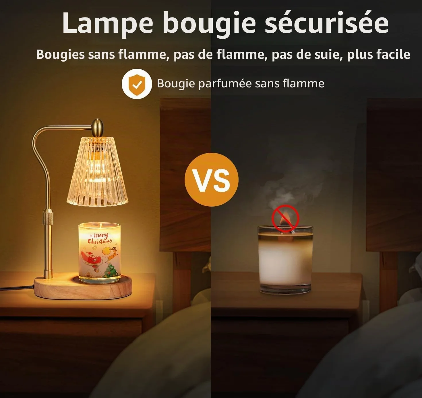 Loowoko Lampe Chauffe Bougie, Chauffage Bougie avec Minuterie et Variateur,Réglable en Hauteur,avec 2 Ampoules,Candle Warmer Lamp pour Bougies Parfumées en Verre, Maison, Chambre, Décoration