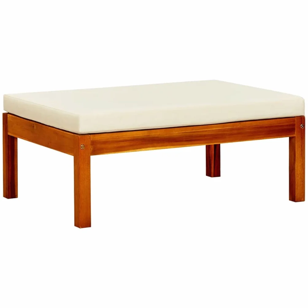 vidaXL Lot de 2 Repose-Pieds de Jardin, Tabourets de Patio, Poufs avec Coussin, Meubles de Terrasse Extérieur, Bois d'Acacia Massif
