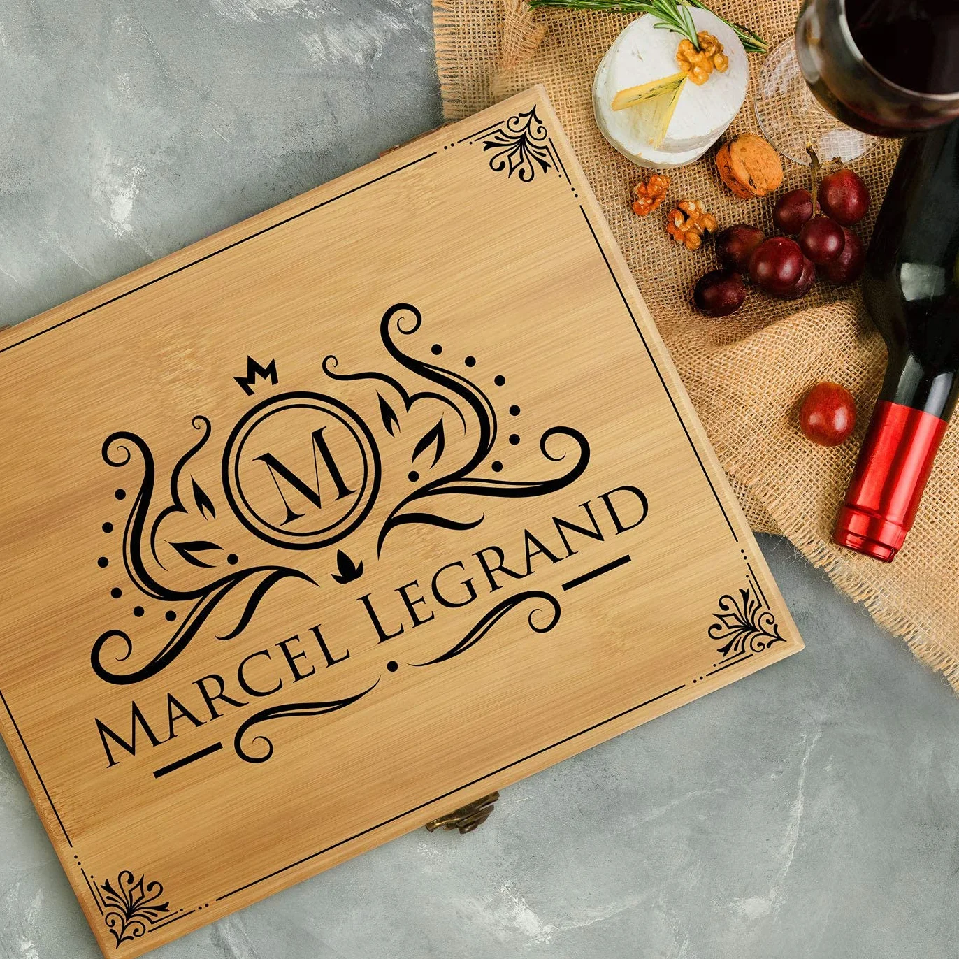 Maverton Coffret du Sommelier, Cadeau d'accessoires pour Le vin, Set Sommelier personnalisé, Cadeau pour Chaque Homme - Cadeau Noel - Monogramme