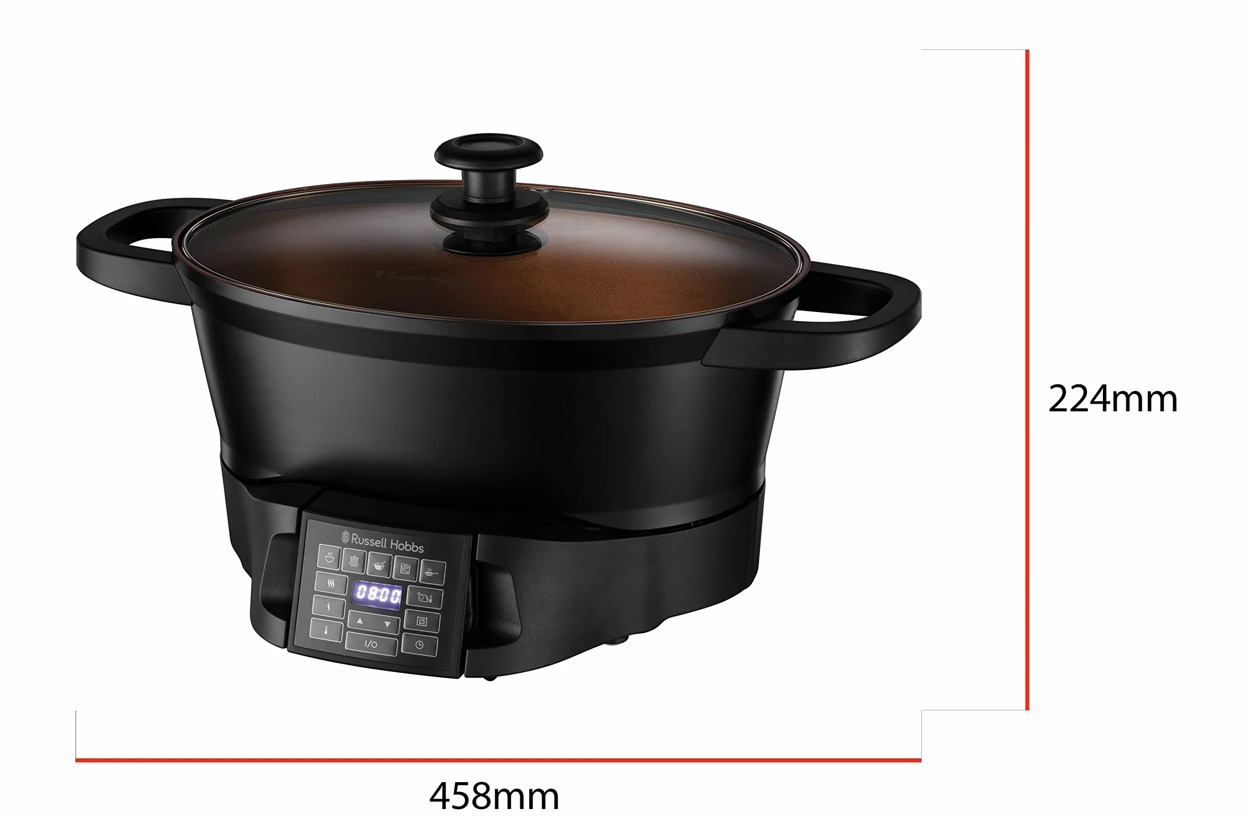 Russell Hobbs Mijoteur Electrique [8 en 1 Polyvalent] Good to Go (Rôtir, Cuisson lente, à vapeur, sous vide, ébullition, mijoter, cuiseur de riz, 6,5L, Economie d'énergie, Commande amovible) 28270-56