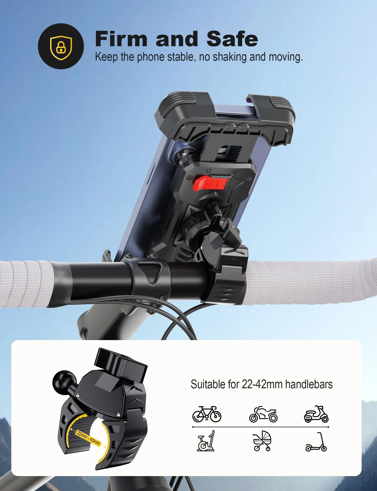Grefay Uchwyt do Telefonu na Rower Uniwersalny Motocyklowy Uchwyt na Telefon dla Roweru Drogowego MTB Skutera z 360 Obrotów dla 4.7-7.2 Cala Smartfona