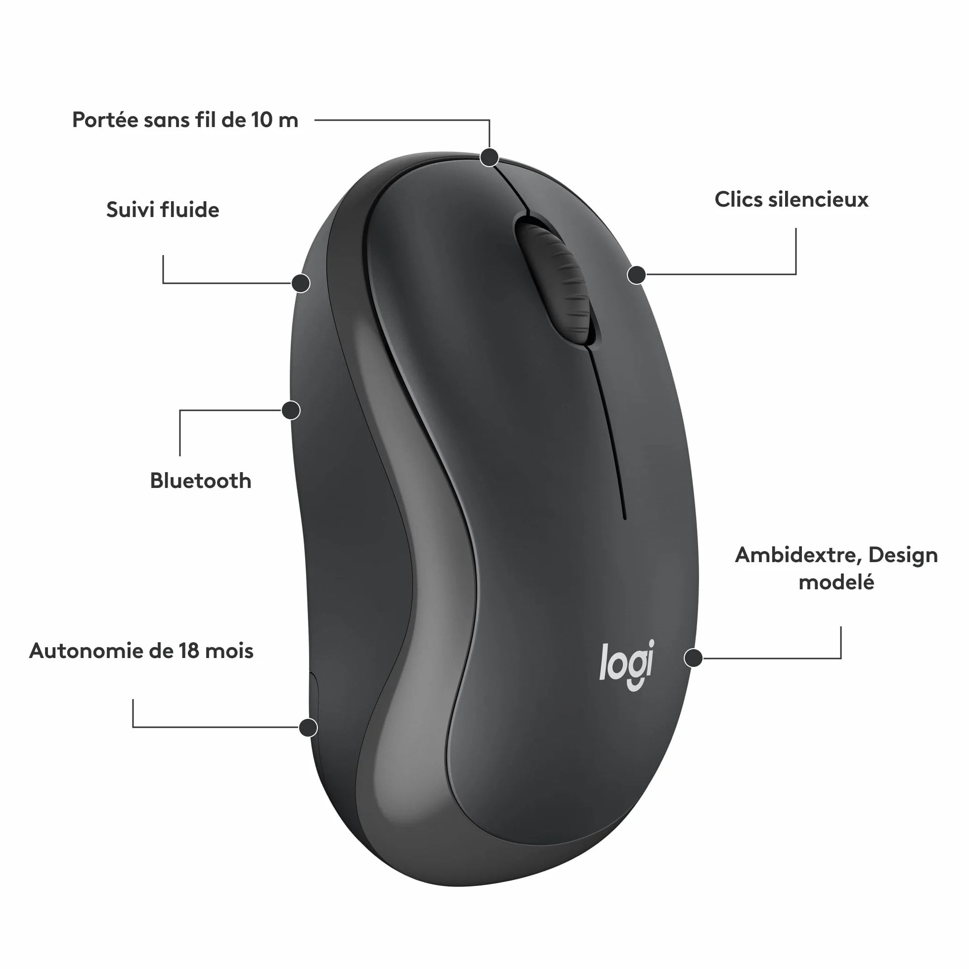 Logitech M240 Souris Bluetooth sans Fil Compacte Graphite