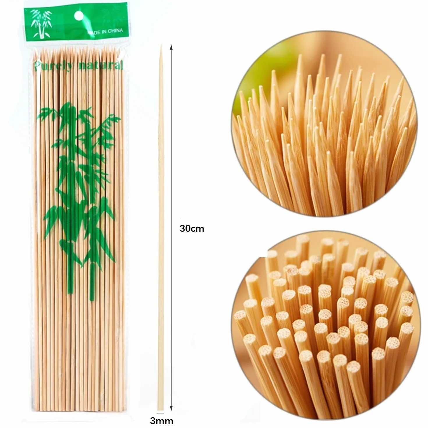 Lot de 100 Brochette en Bambou 30cm pour Barbecue