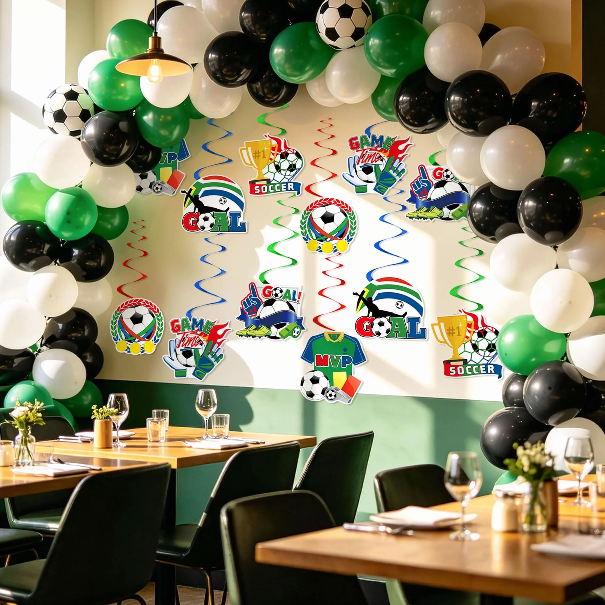 LaVenty 12 décorations fête football spirales suspendues thème sport ornement
