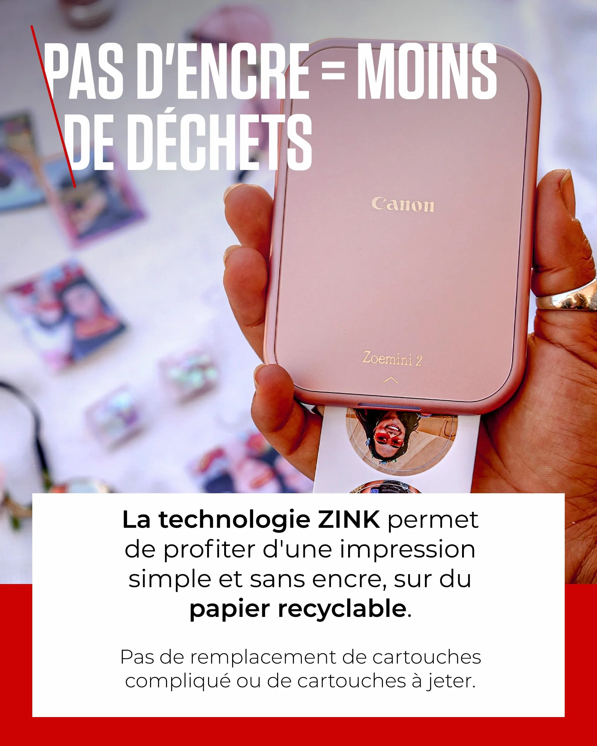 Canon Zoemini 2 Imprimante Photo Portable Bluetooth 5.0 Charge Rapide Type-C Or Rose