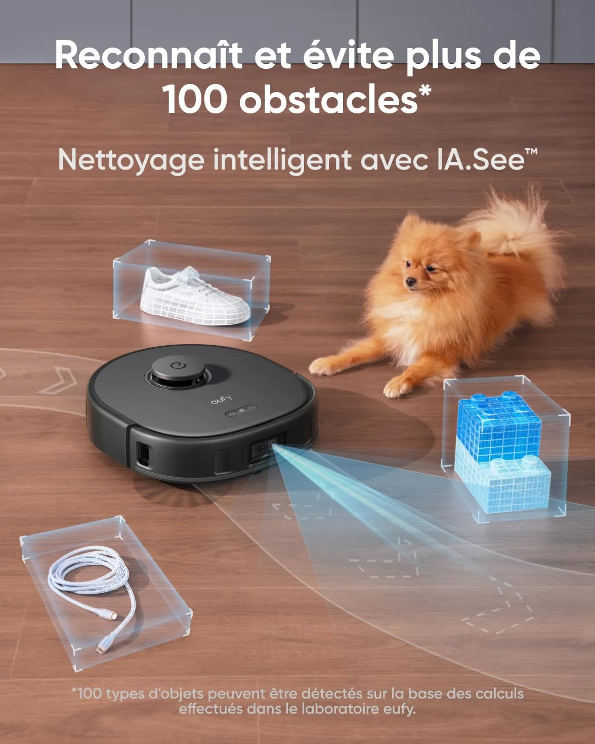 eufy X10 Pro Omni Robot Aspirateur et Serpillère 8000Pa Autovidage Remplissage Levage Voiture Évitement Obstacles Reconditionné
