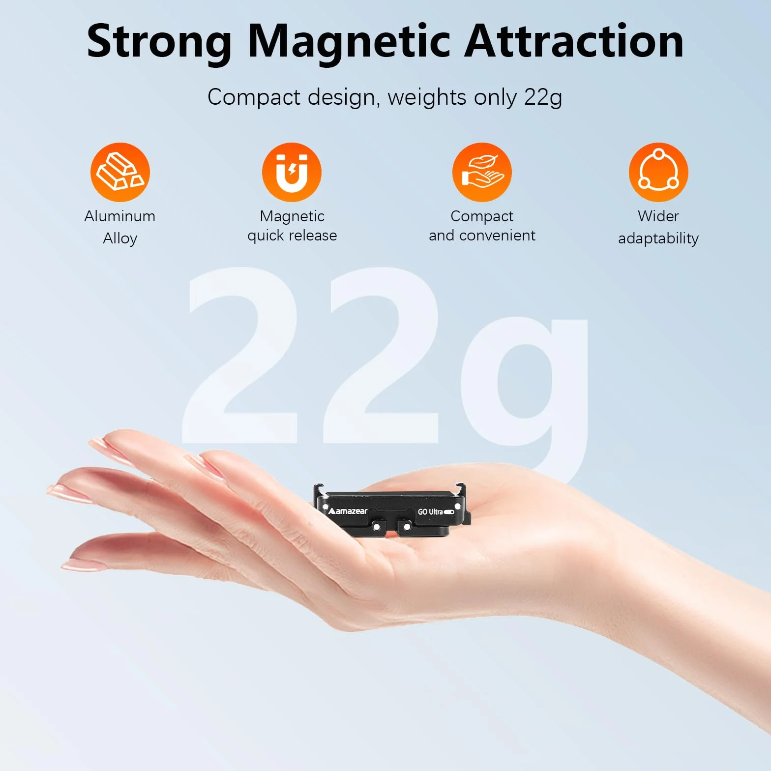 AMAZEAR Magnetyczny adapter szybkiego zwalniania akcesoria do aparatu Insta360 GO Ultra, wspornik podstawowy ze stopu aluminium z gwintem 1/10.2 cm do statywu, kija do selfie, uchwyt, czarny
