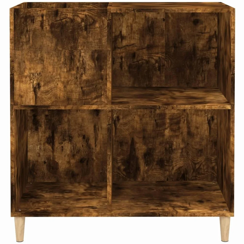 Meuble à disques en chêne fumé – Étagère à bibliothèque multifonction pour CD et vinyles – Meuble étroit pour TV et salon – 84,5 x 38 x 89 cm en bois multicouche