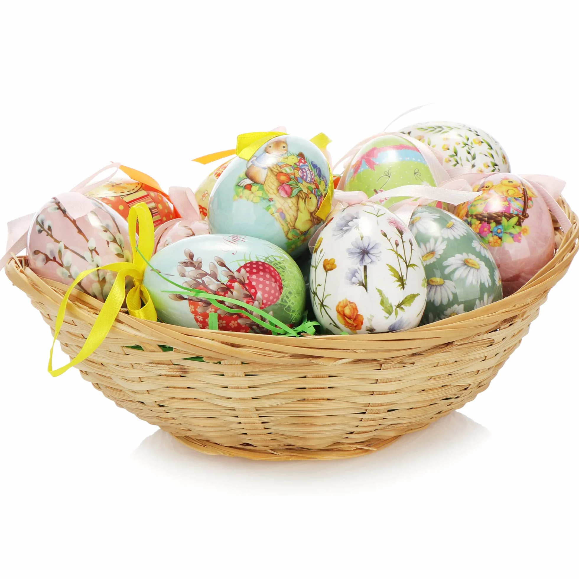 COM-FOUR 10x panier en raphia naturel pour décoration de Pâques - nid de Pâques - ovale 11,5 cm