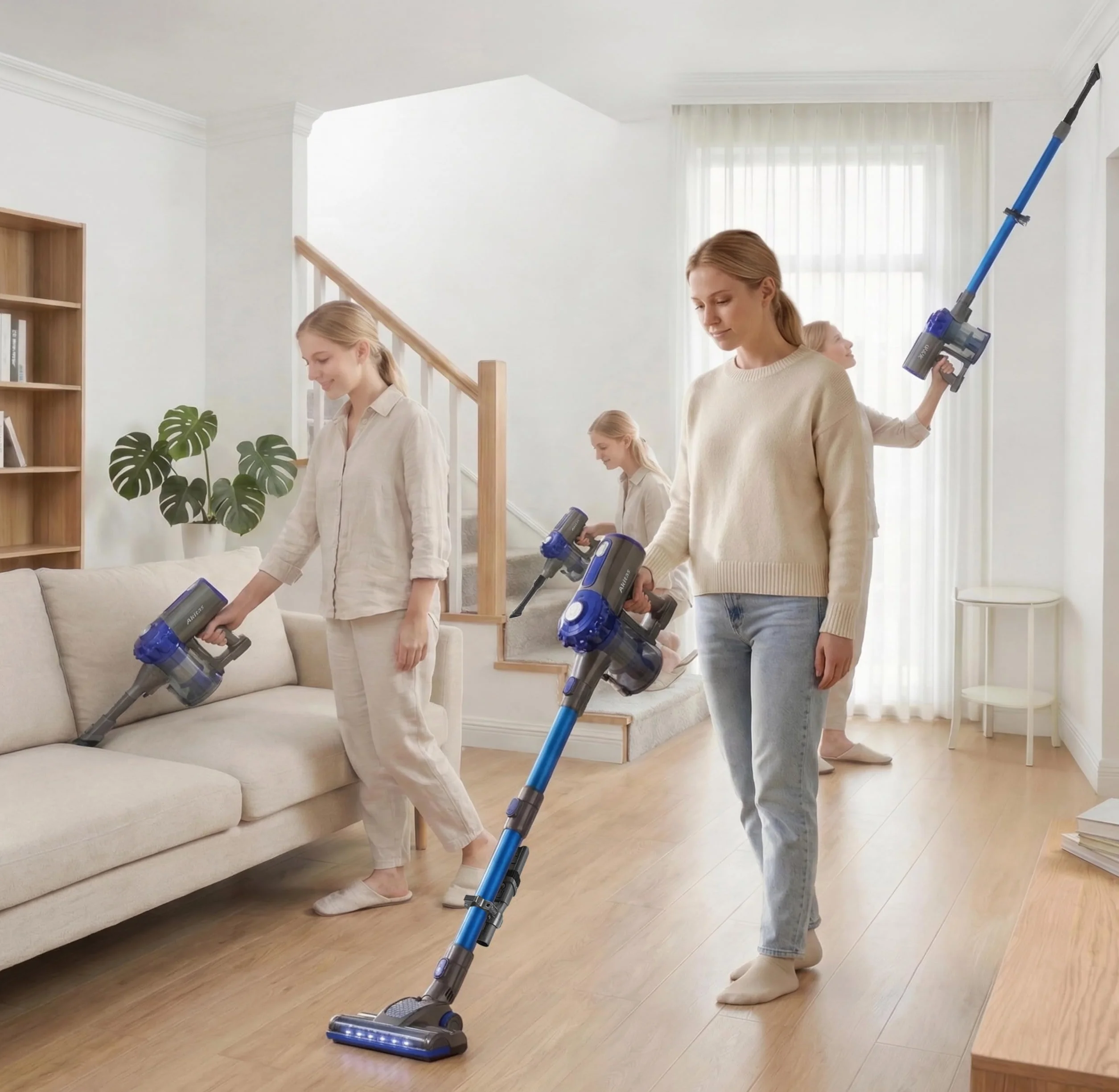Akitas V8 Aspirateur Balai sans Fil 3en1 à Main et Vertical Léger 22,2V 150 W Batterie Lithium Rechargeable pour Sol, Tapis, Poils d'animaux