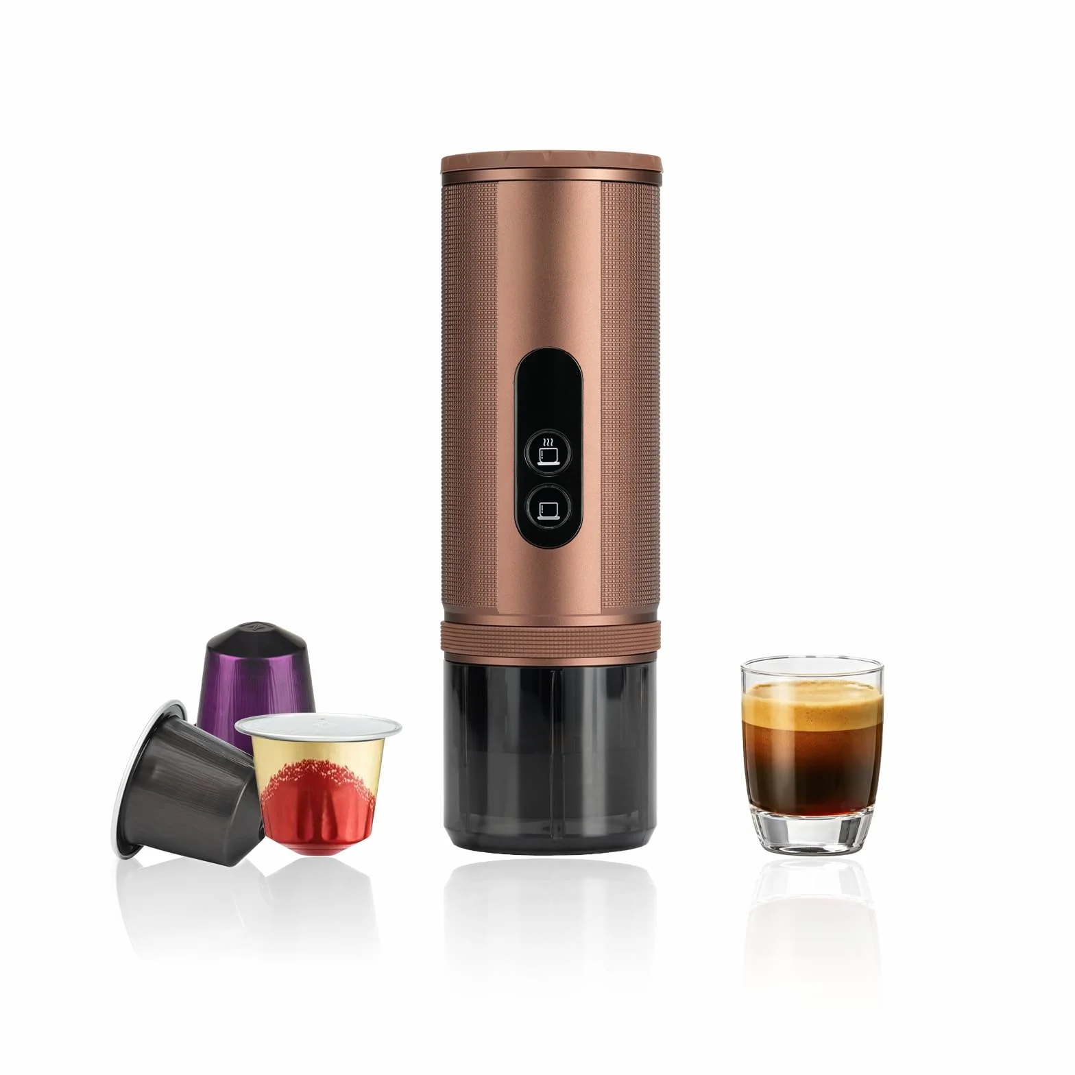 Machine a Cafe Portable pour Voyage: Machine à café Expresso de Randonnée - Partout Tout Moment Savourez un Café Savoureux - 8 Tasses par Charge - Compatible Capsules Nespresso - Marron