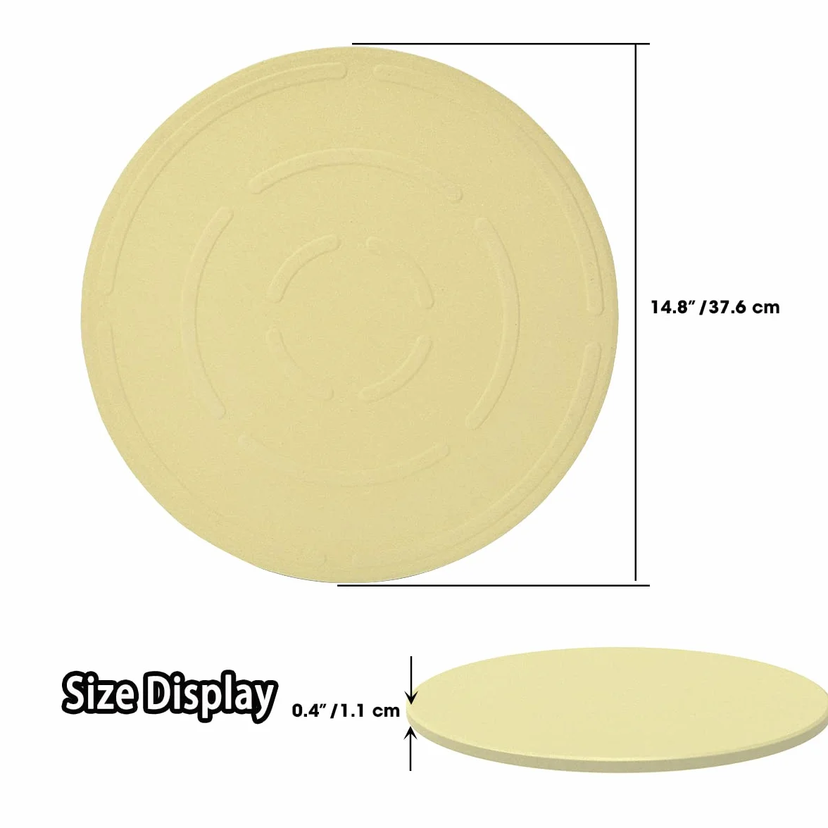 onlyfire 37.6 cm Pierre à Pizza Ronde en Cordiérite pour Four à Pizza et Barbecue, Chauffage Rapide, Planche à Pizza Réfractaire