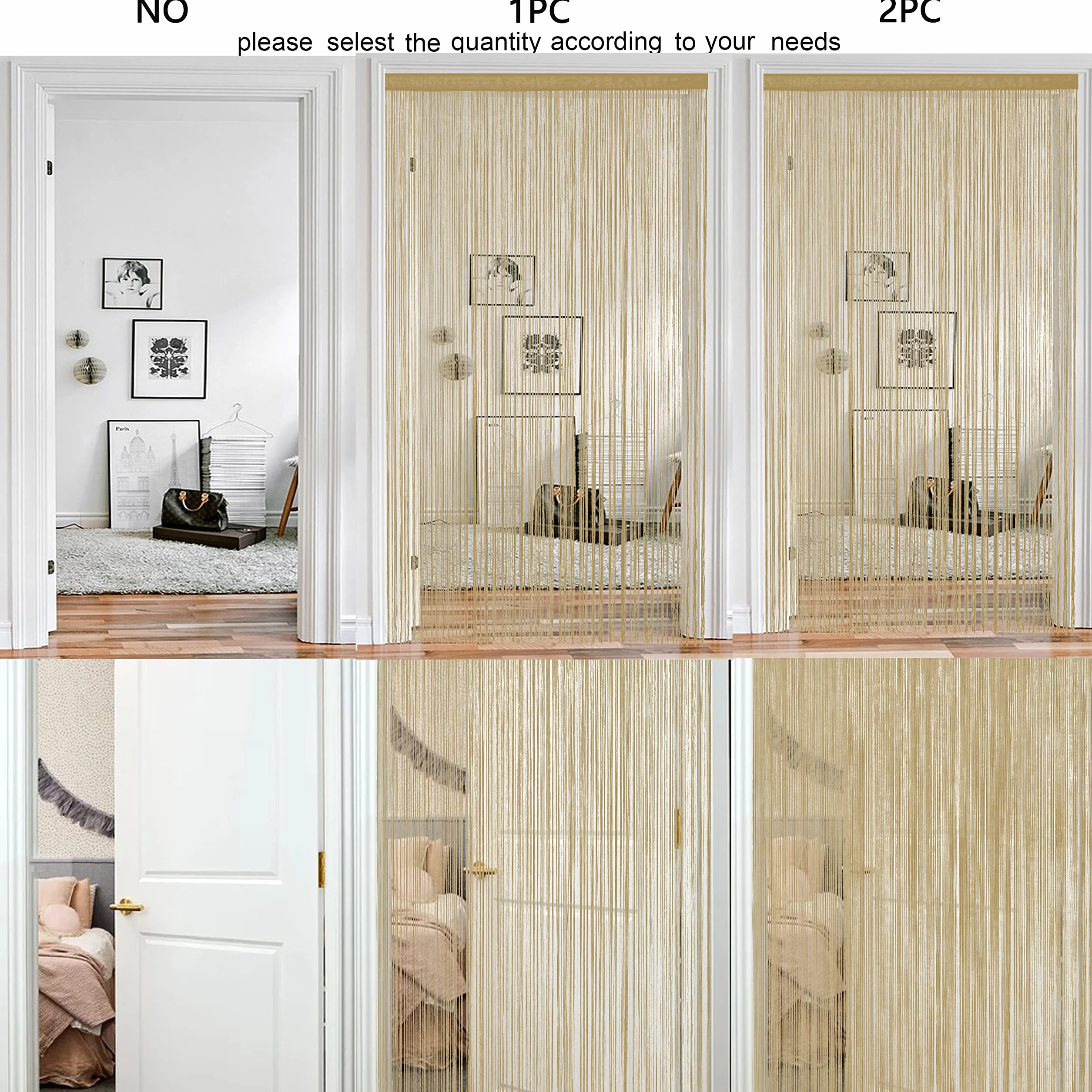 Rideau Simple pour fenêtre 90x200cm Écru Profond String Porte