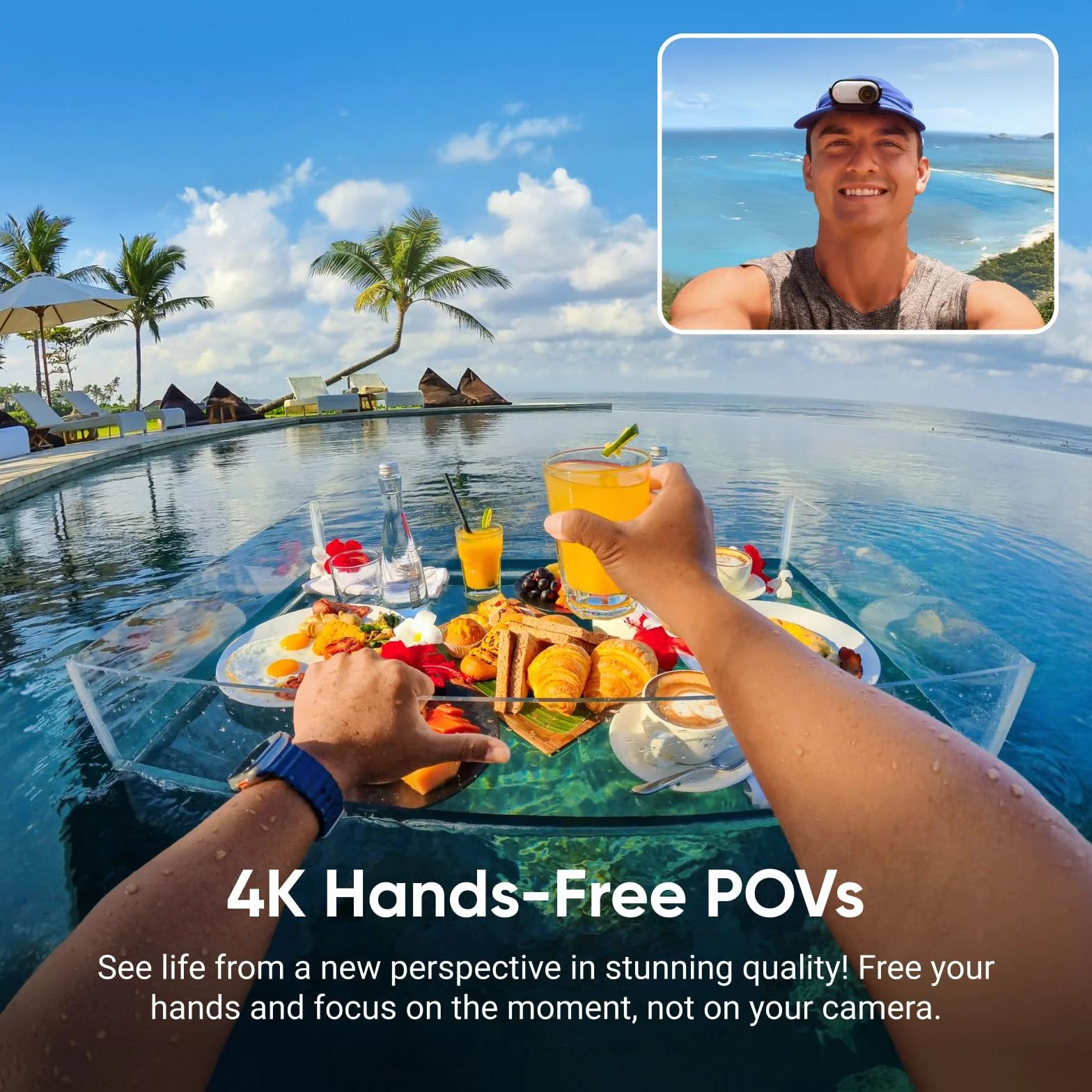 Insta360 GO 3S 64 GB Arctic White - mała przenośna kamera do vlogowania 4K, bez użycia rąk, mocowanie w dowolnym miejscu, stabilizacja, żywotność baterii 140 min, wodoodporność 10 m, edycja AI, do