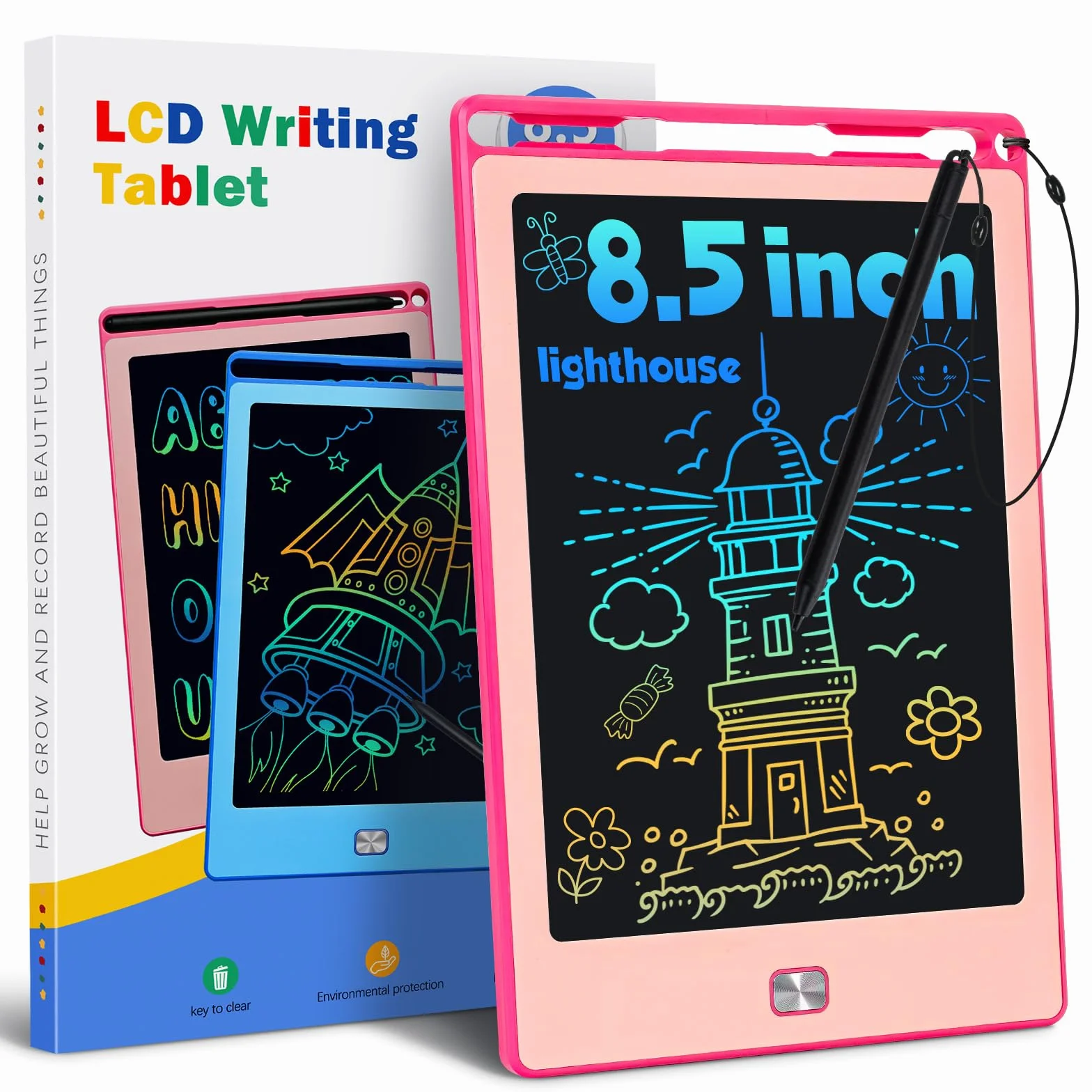Tablette d'écriture LCD 8,5 Pouces, Ardoise Magique Réutilisable pour Enfants 3-10 ans Rose