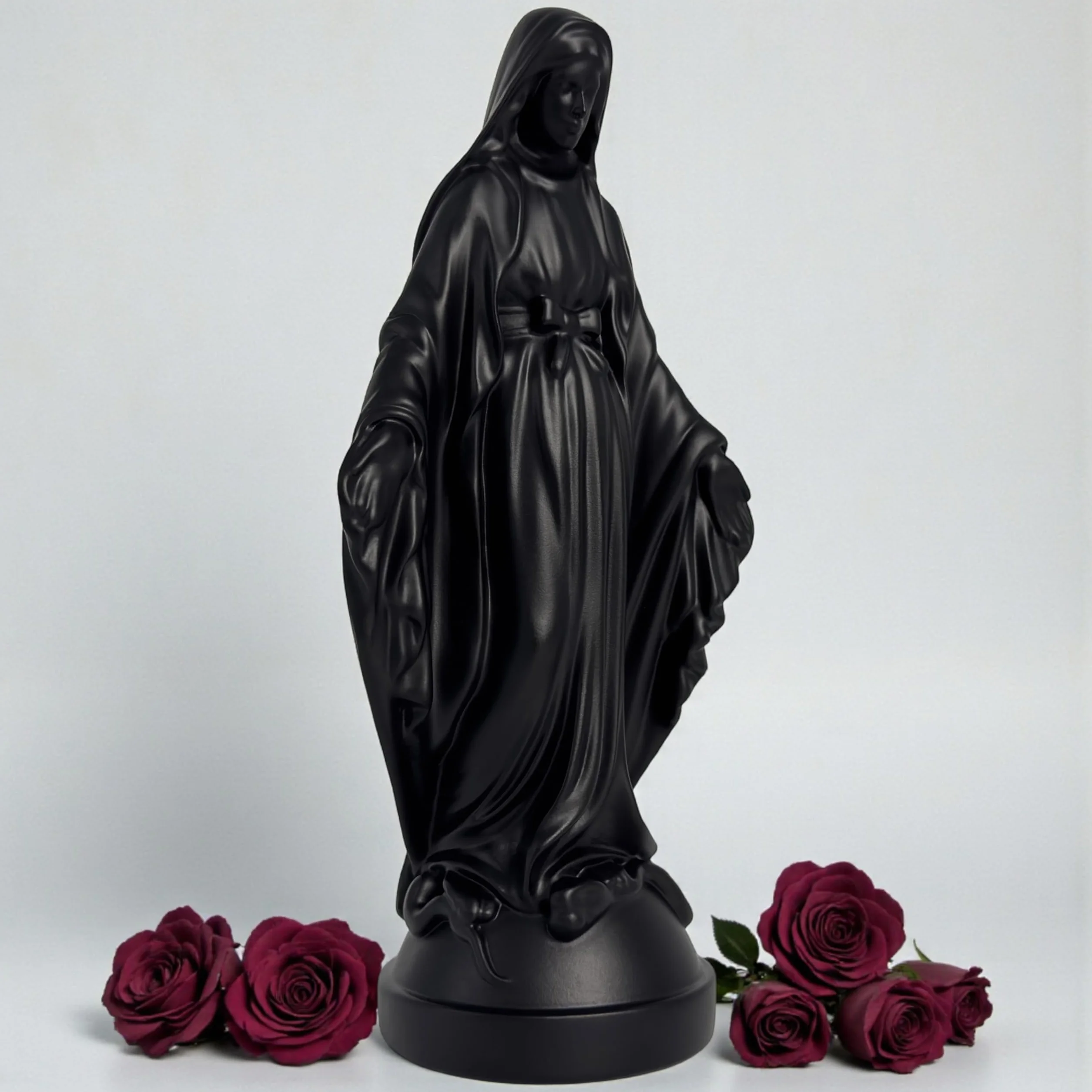 Statue Moderne Vierge Marie Figurine Décorative en Résine Cadeau Unique de Collection Noir