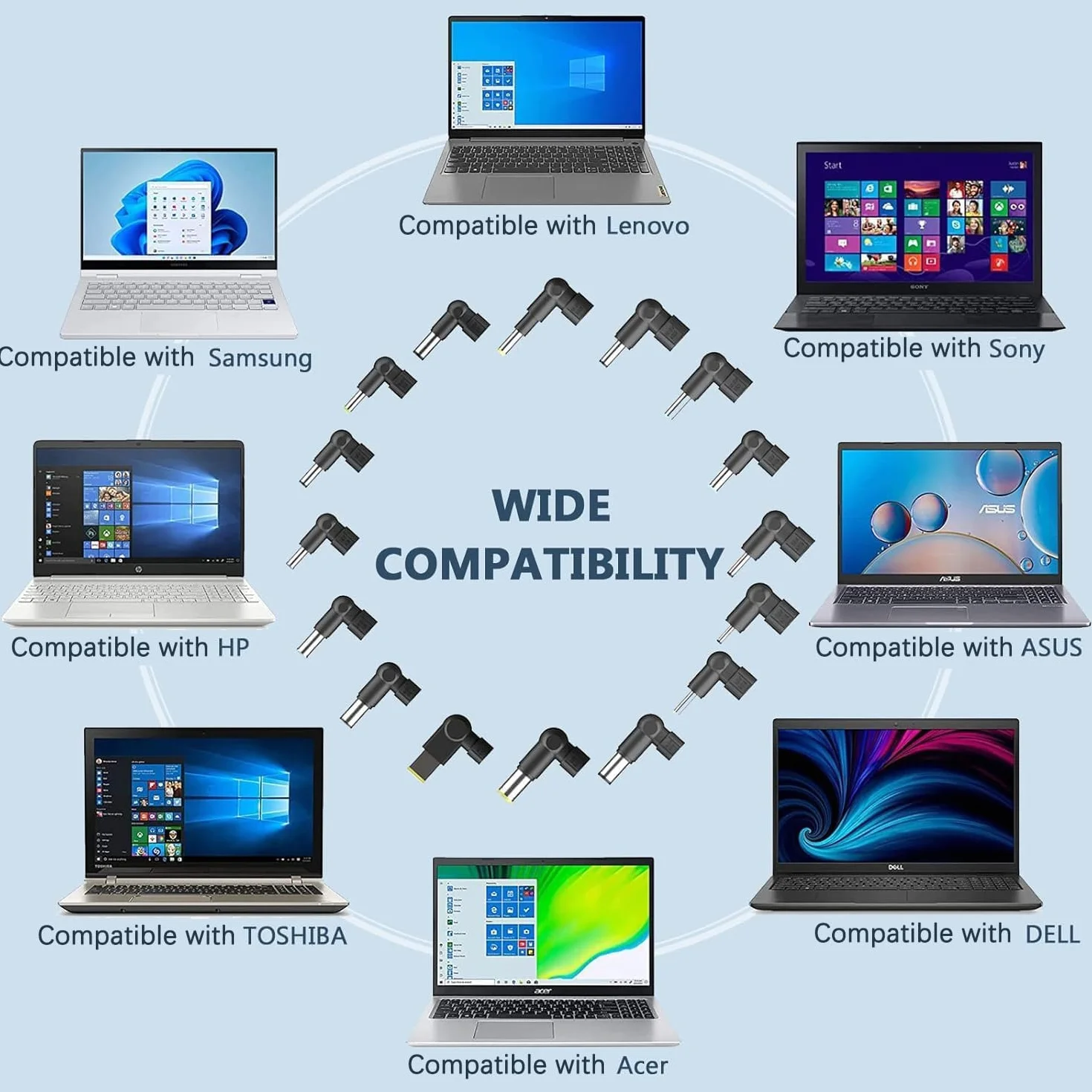 90W Universel Chargeur PC Portable Compatible HP ASUS Lenovo Dell Acer IBM Toshiba Samsung Sony Fujitsu Gateway Ultrabook Cordon d'alimentation 16 Connecteurs
