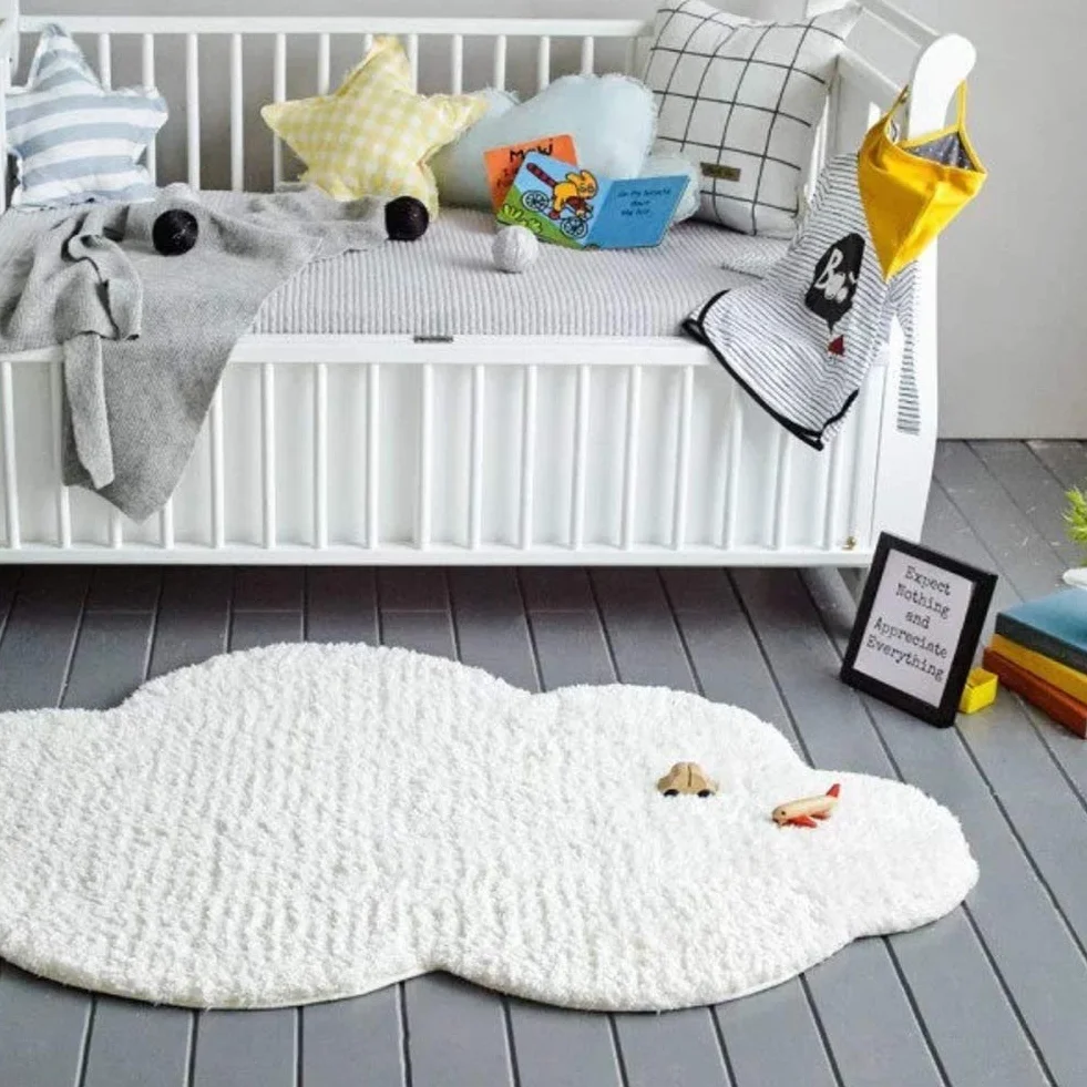 Blanc Nuage Topper Matelas Peluche Bébé Tapis de Jeu 95x150cm