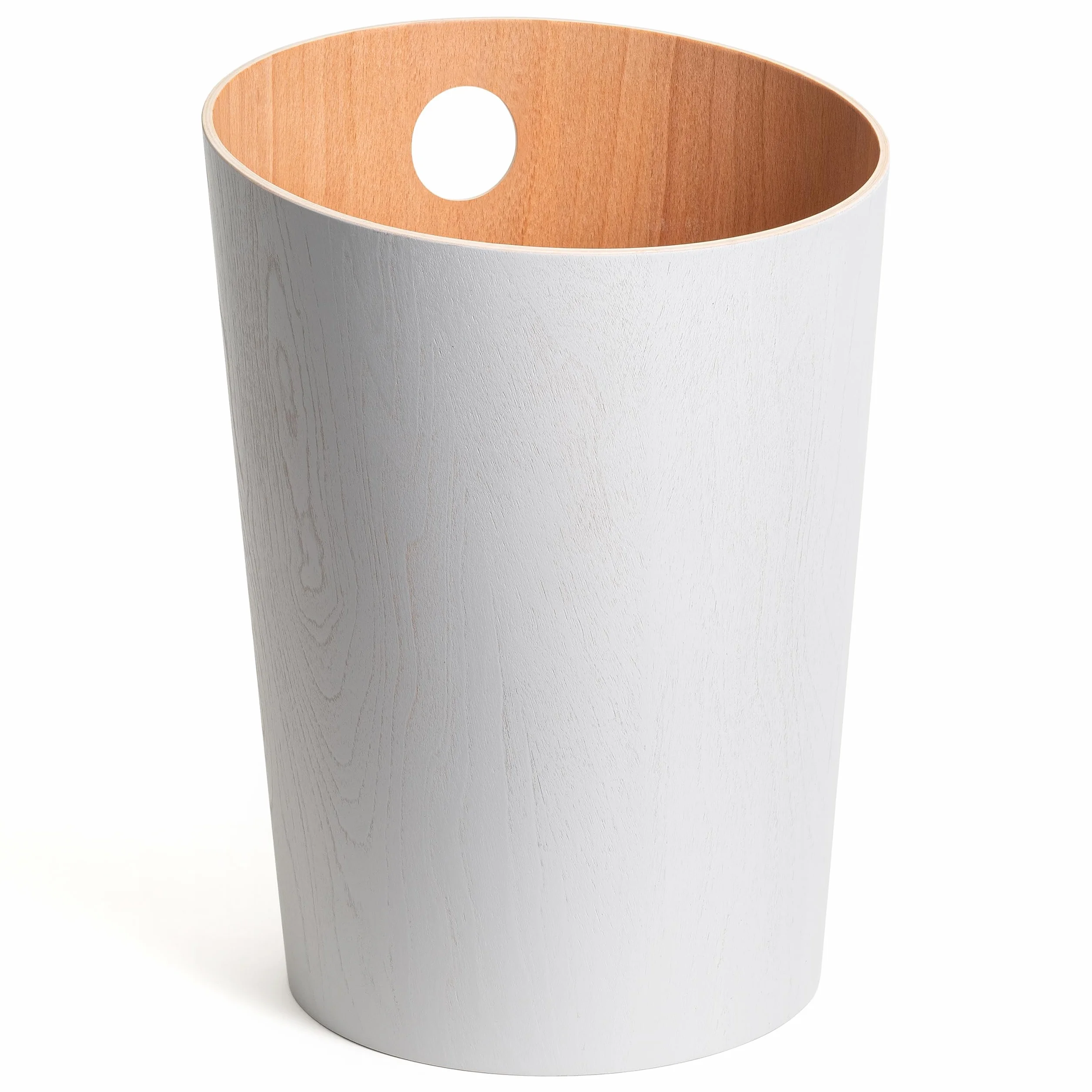 Kazai Corbeille à Papier Design Bennet Poubelle Bureau Placage Bois Véritable Blanc
