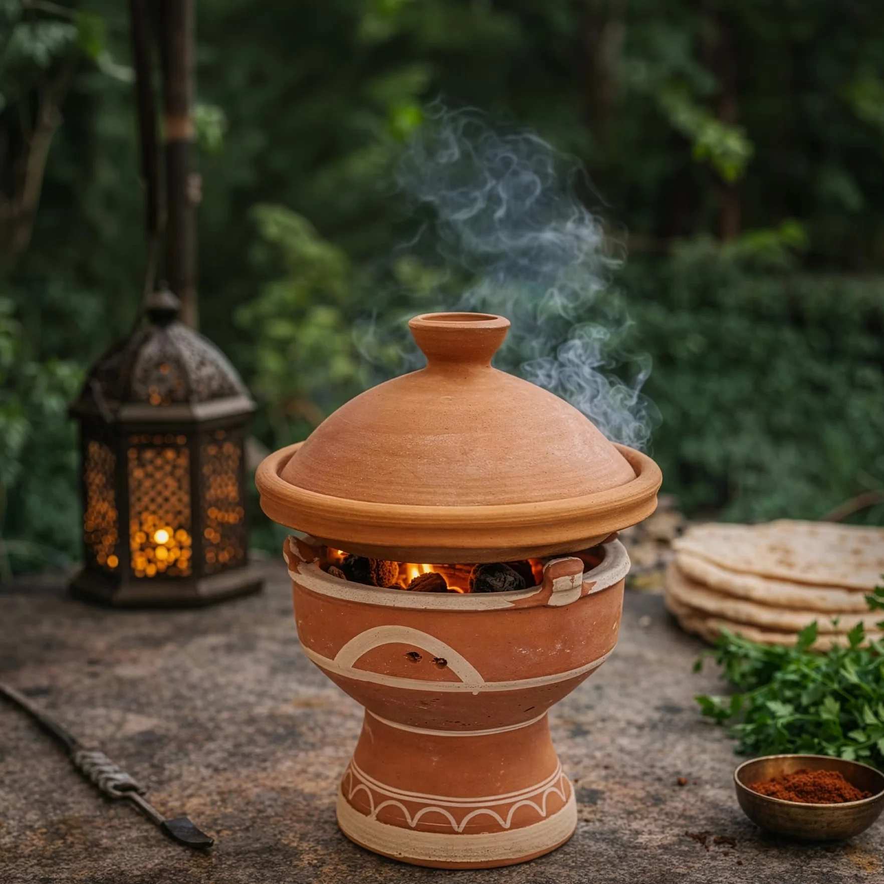 Casa Moro Charbon de bois marocain Majmar - Diamètre : 30 cm - Hauteur : 25 cm - Pour tajines - Diamètre : 24-27 cm - Artisanat de Marrakech - TA7120